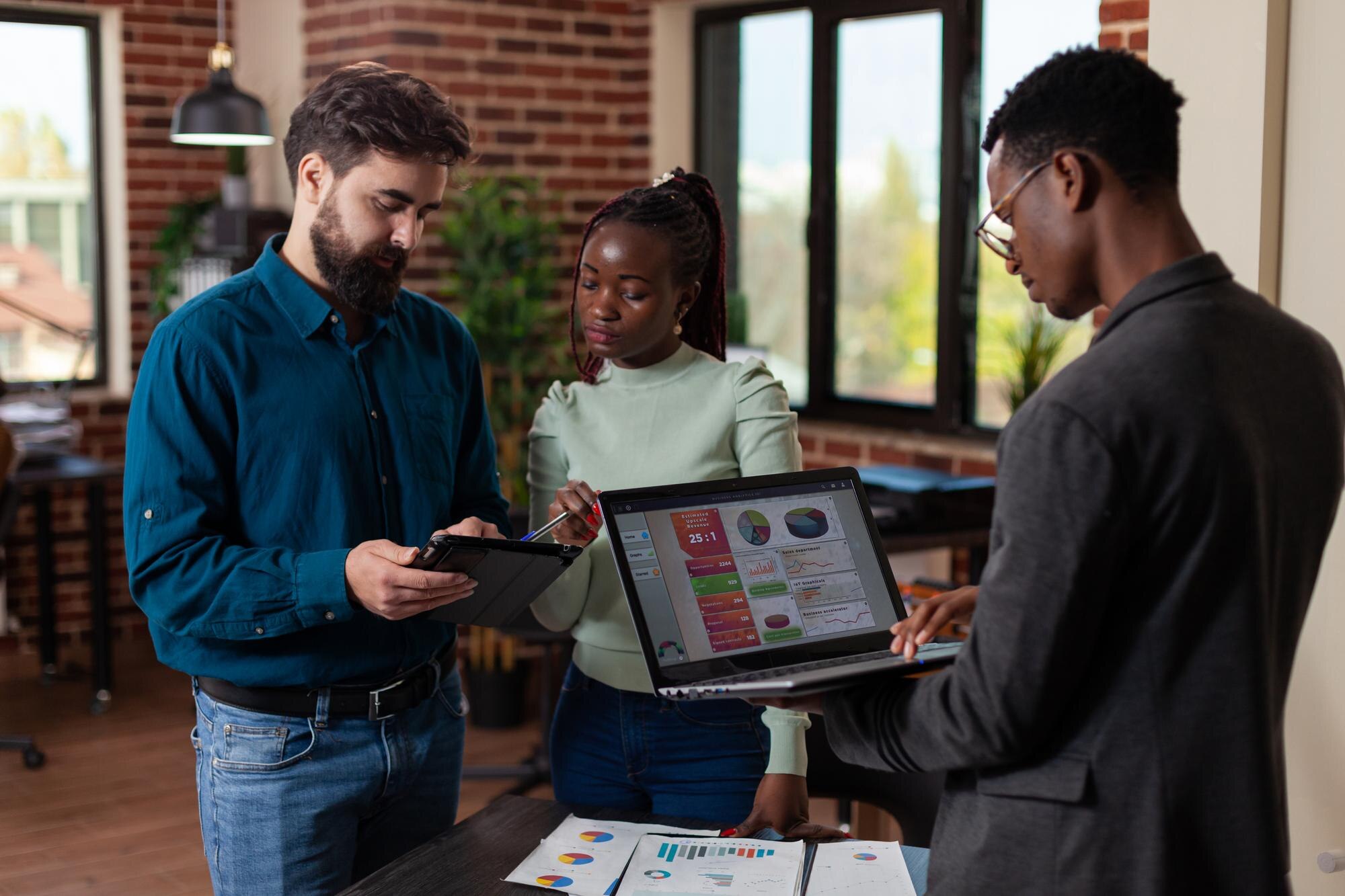 diverse businesspeople analyzing company turnover a4e58977000d177bc836