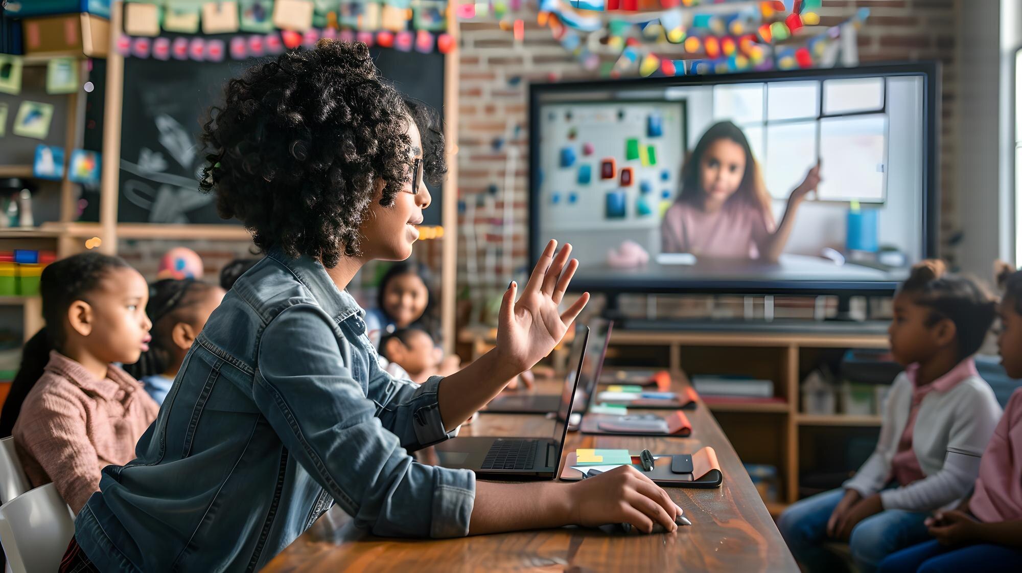 Diverse Group Of Children Participate In Online Le 937fb65205669c0c28fa