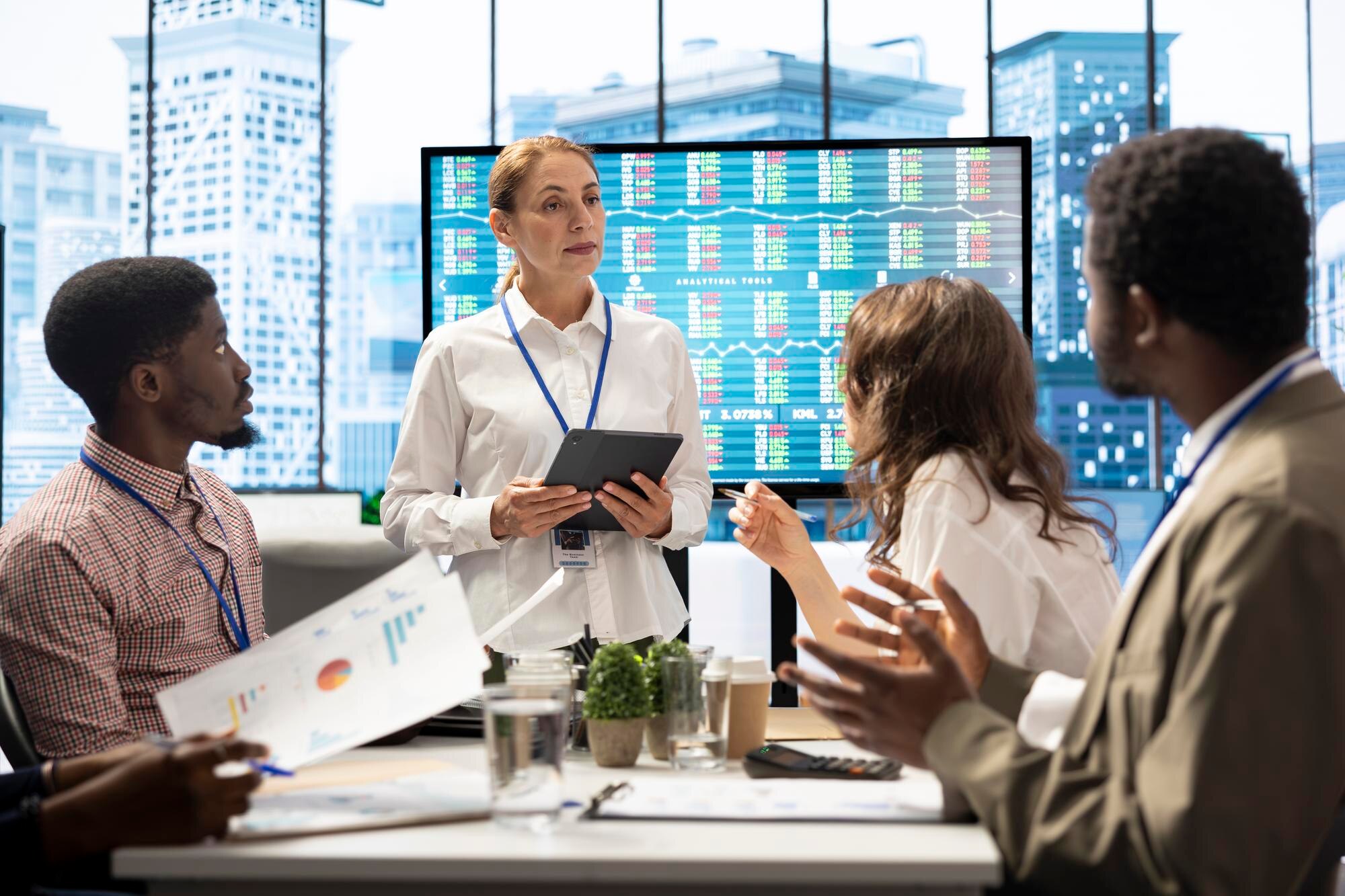 Diverse group of professionals meeting to discuss