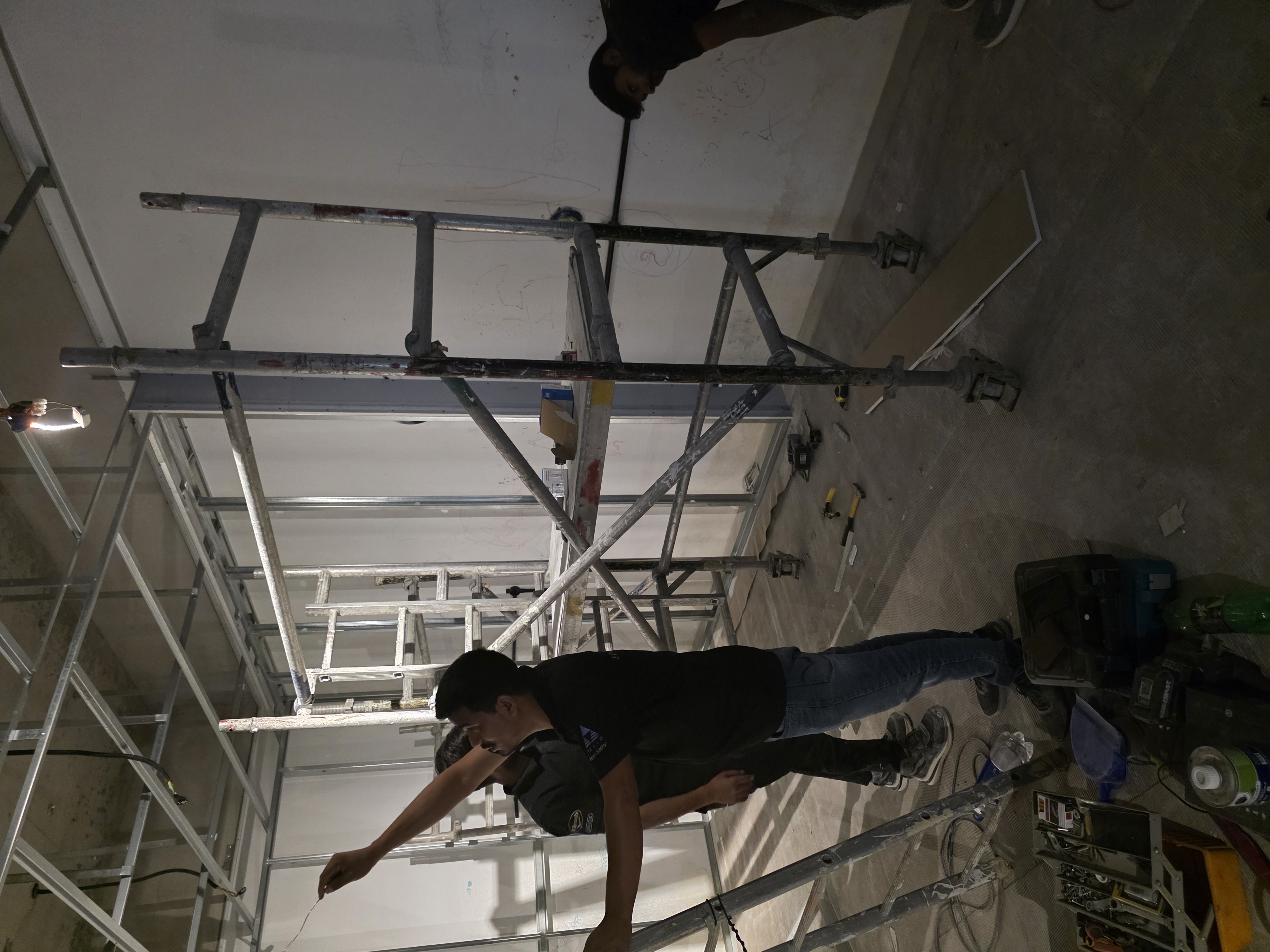 dubai hills villa cinema room wall framing for acoustic treatment in progress jpg e73ae3dd85d49fd2084b