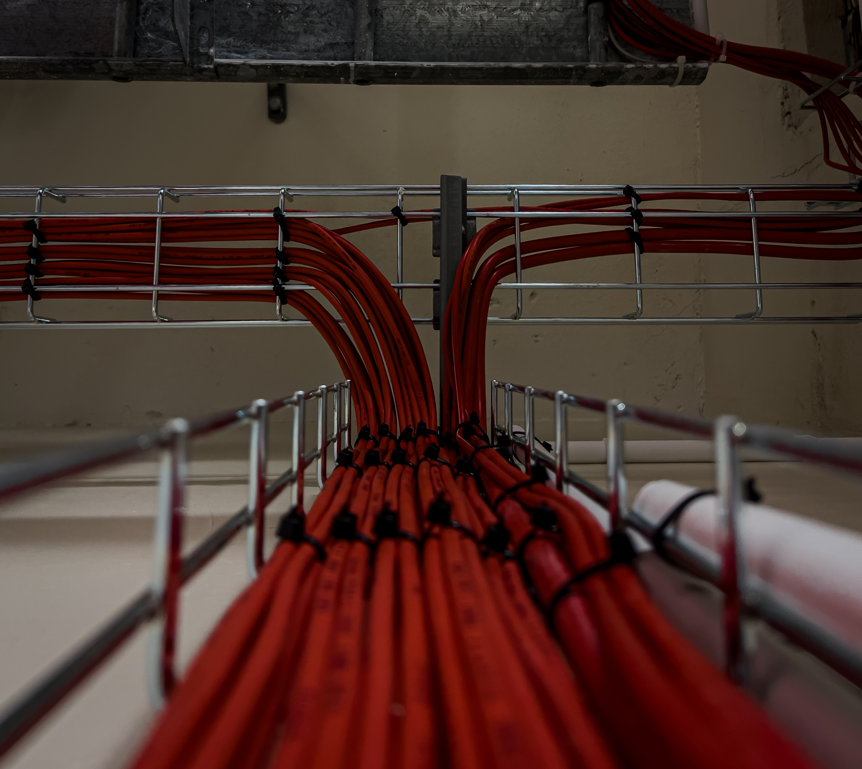 electrical cables laying in a cable tray electric 03f3c95e3ee63fd9a165