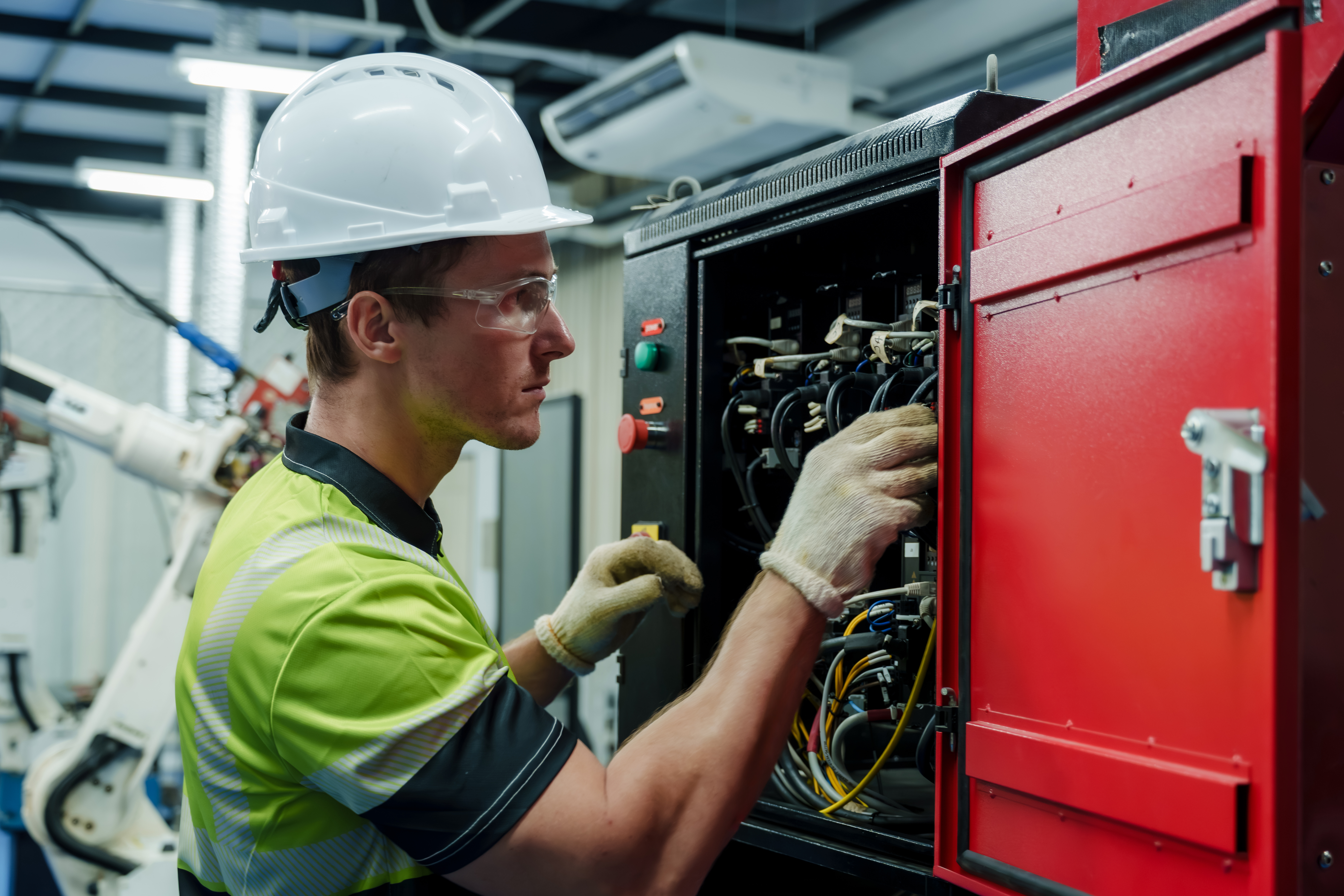 Electrical engineer performing system inspection