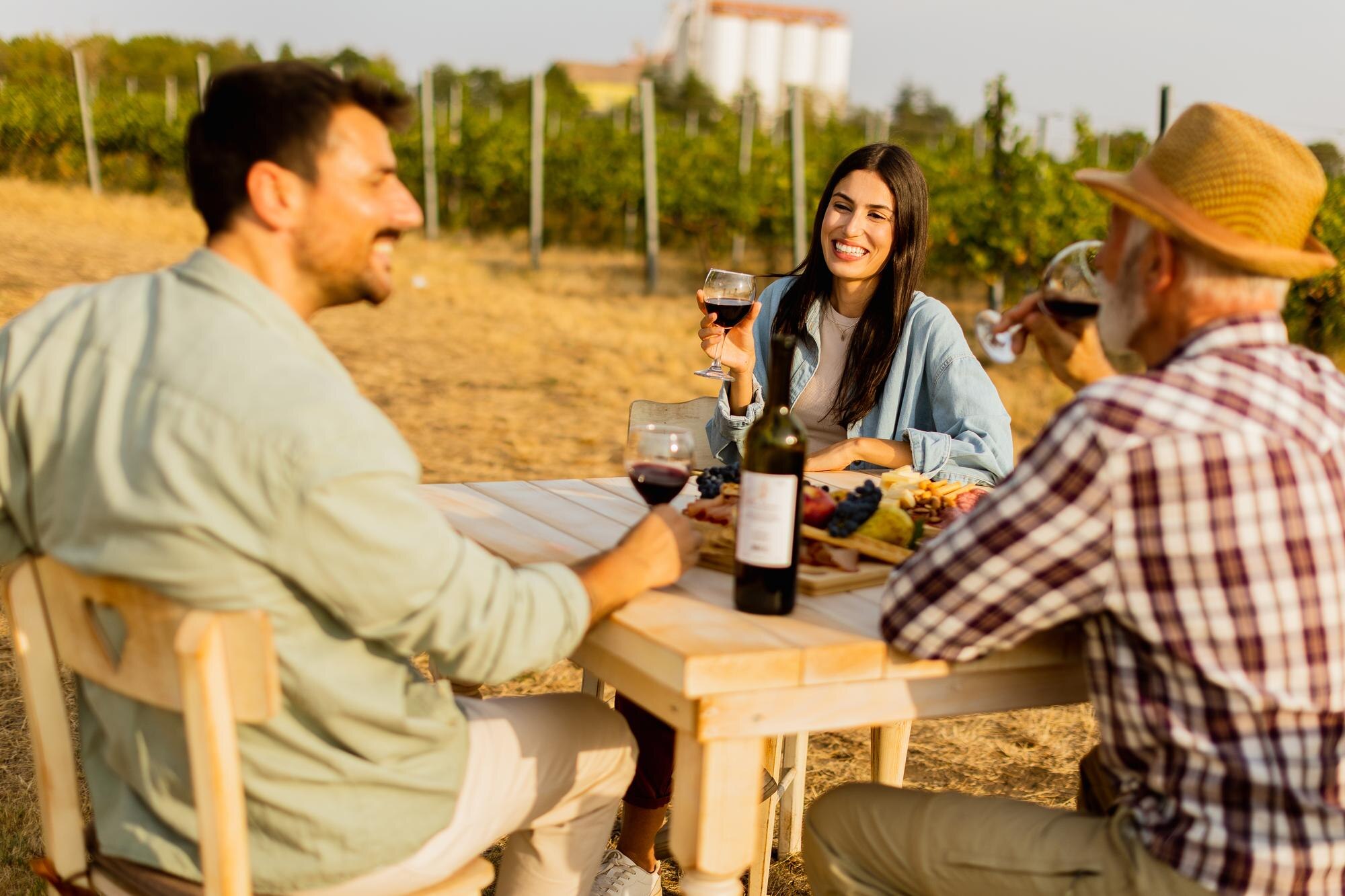 Crafting the Ultimate Group Wine Tour: Elevate Your Experience in Fredericksburg, TX 8 enjoying a sunny afternoon at a vineyard friends s e4d51159a0ea615d5e8a
