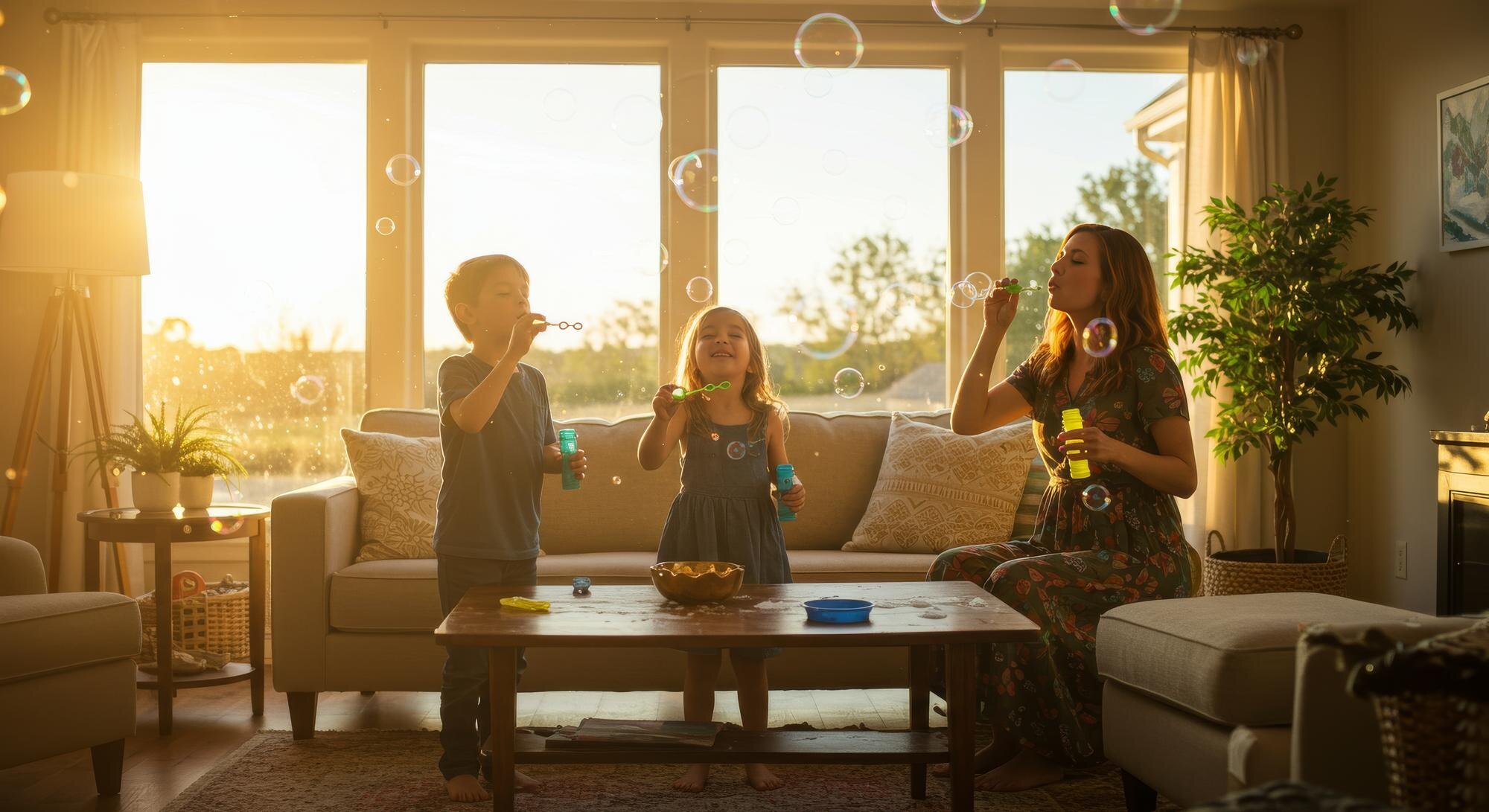 family blowing bubbles in living room fd3941496422d4f738f5