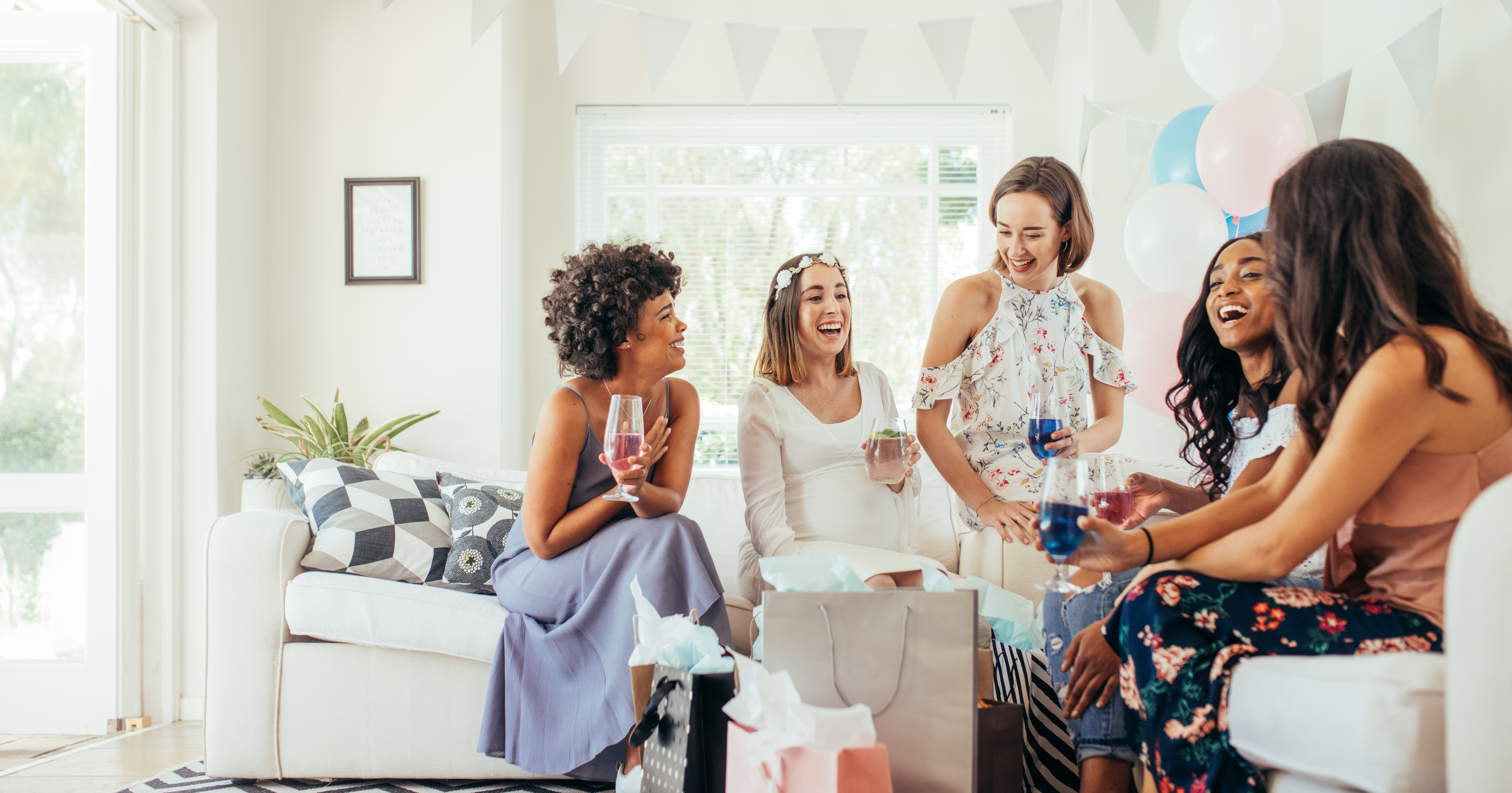 women having fun at baby shower