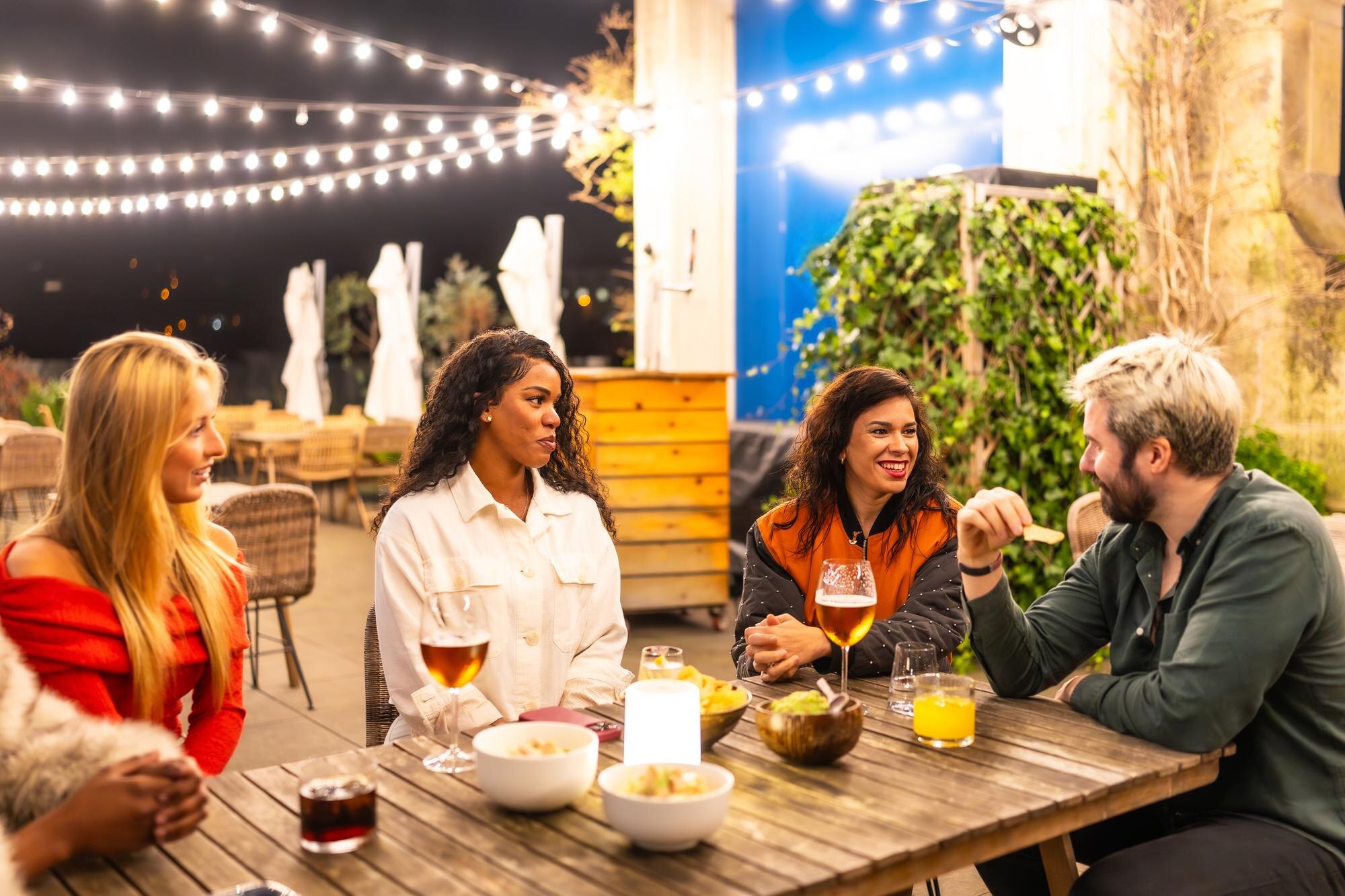 friends dining at restaurant