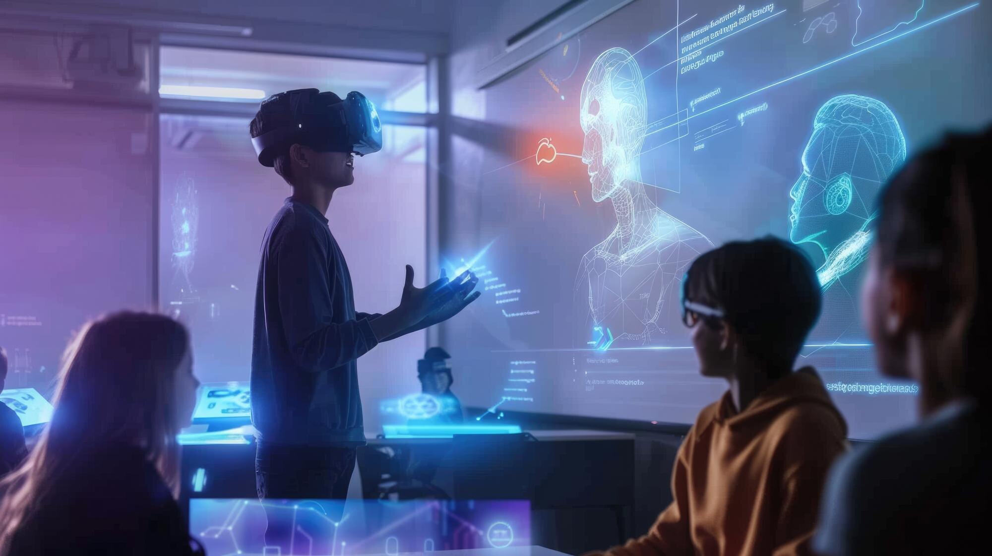 futuristic classroom with human teacher and ai ass 005ad7d6da12524d10af