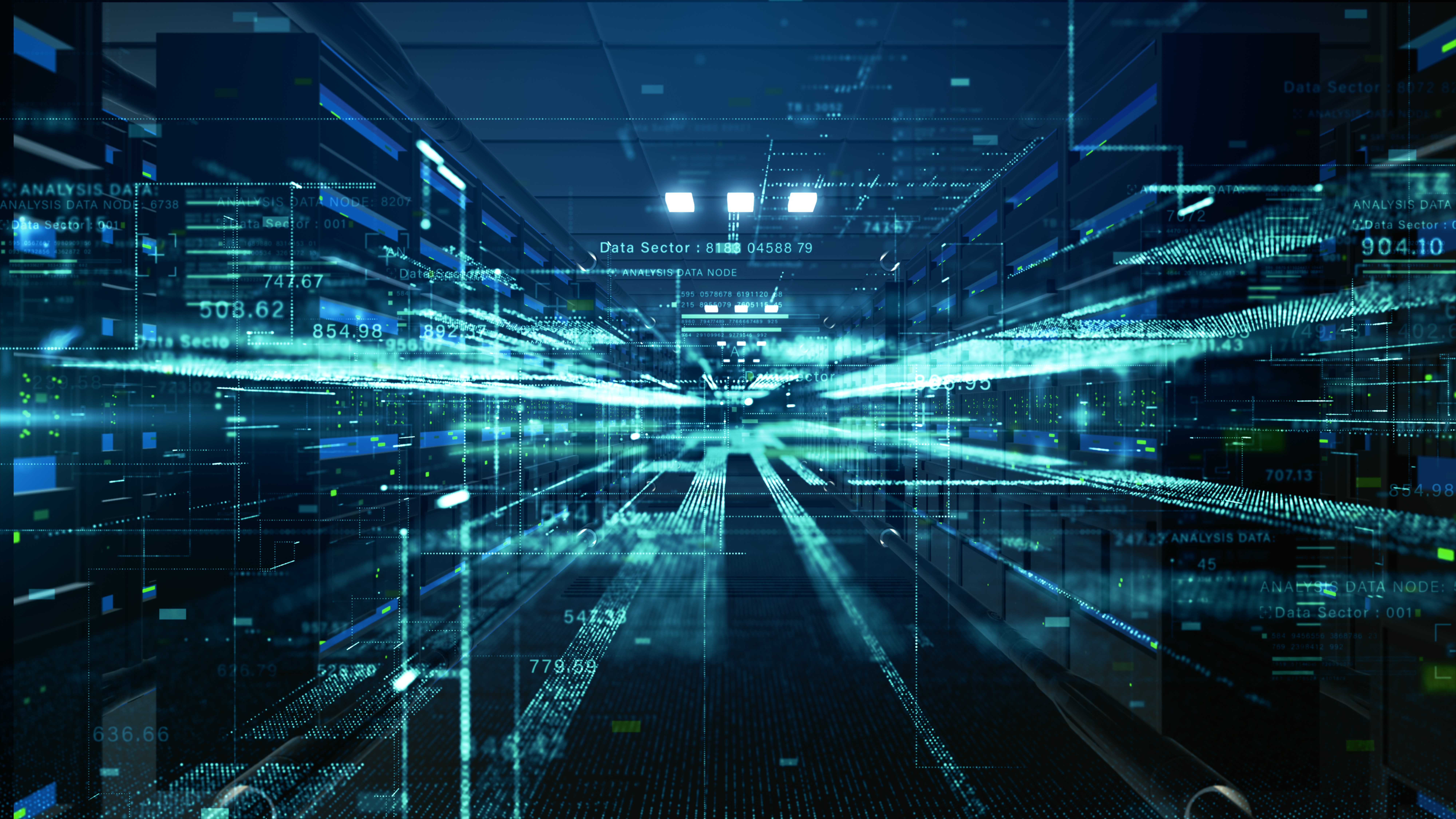 Futuristic data center with high speed digital tra