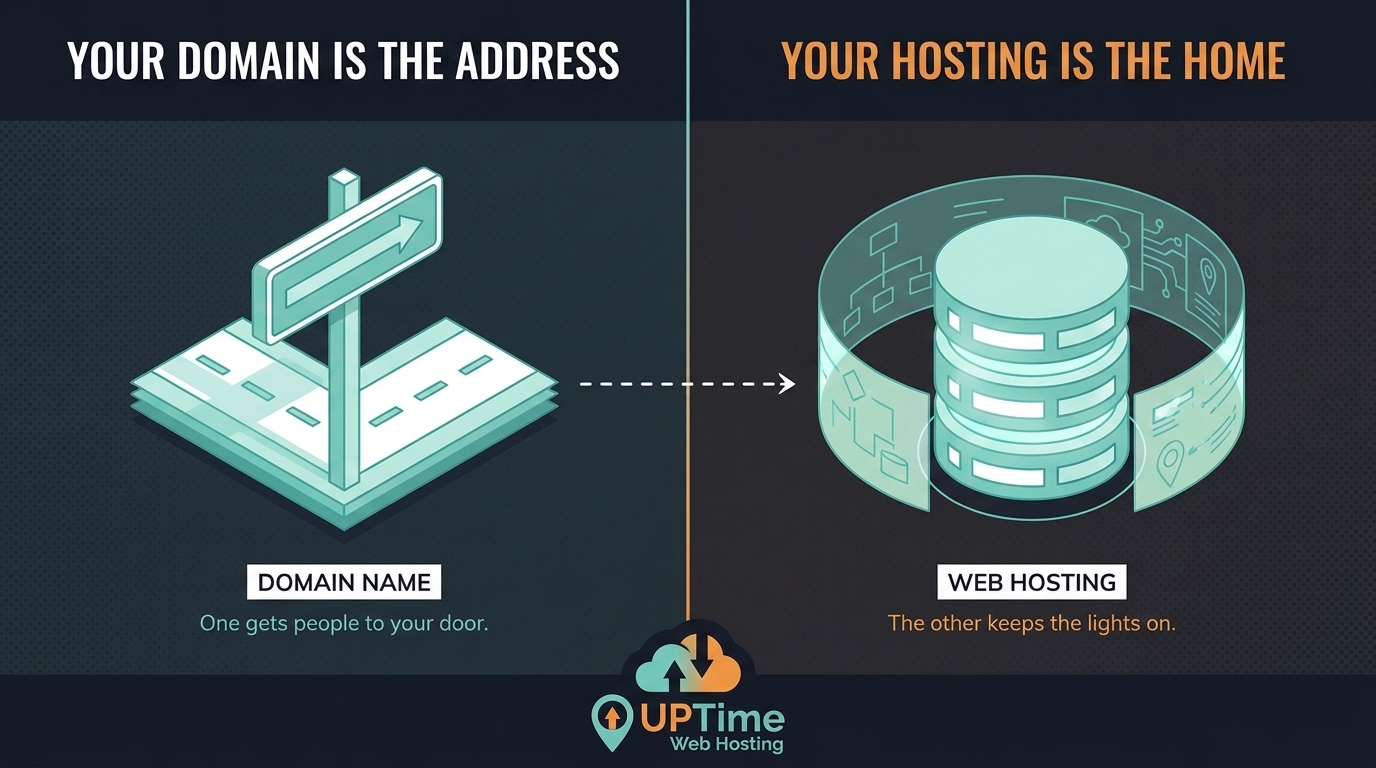 Domain vs web hosting: the Aussie guide to what each one does and what to sort first 1 Gemini generated 68a6dbe910086fb77f50
