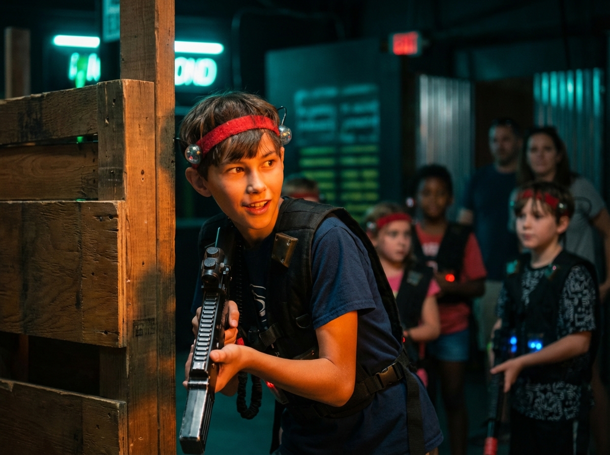 teenagers have tons having tons of fun playing laser tag at battle house in lake barrington