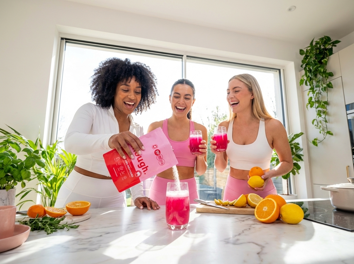 Women In Kitchen Taking Collagen