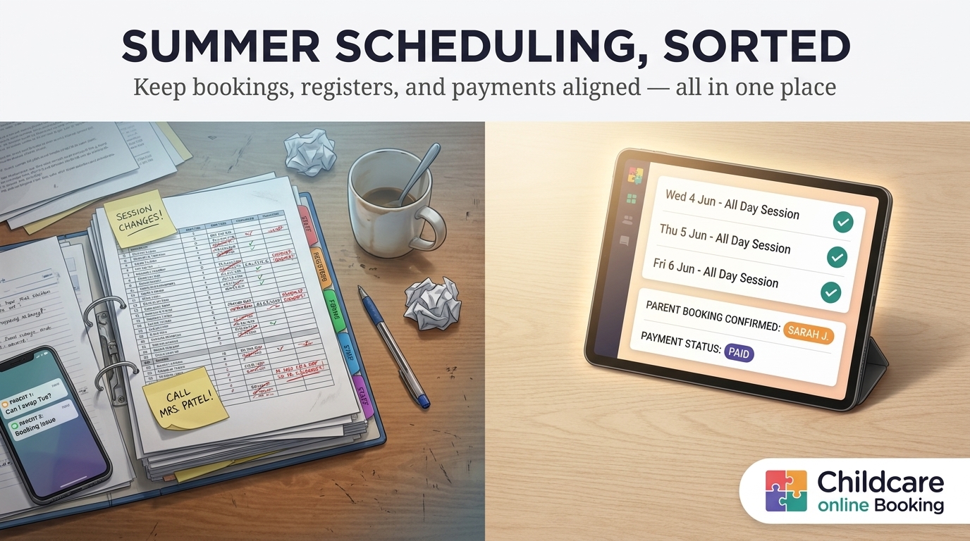 Childcare scheduling software for summer: one system to keep bookings, registers and payments in sync 1 Childcare software gemini generated c425ff79327c9e722e7a
