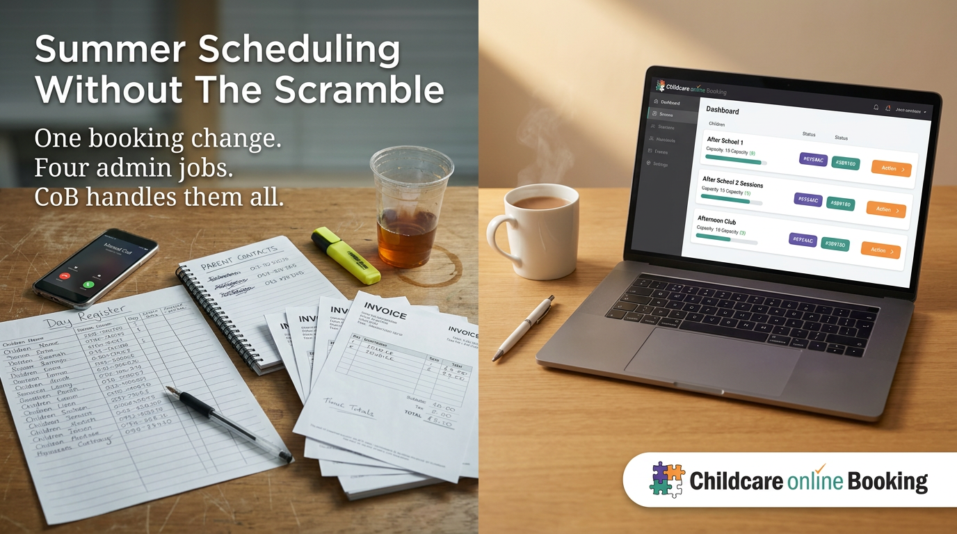 Childcare scheduling software for summer: one system to keep bookings, registers and payments in sync 3 Childcare software gemini generated e741e775755e57c383b3