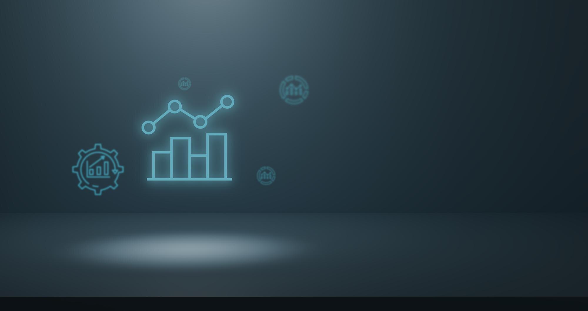 Glowing Bar Charts And Line Graphs On Dark Backgro D0de031889038eb23f00