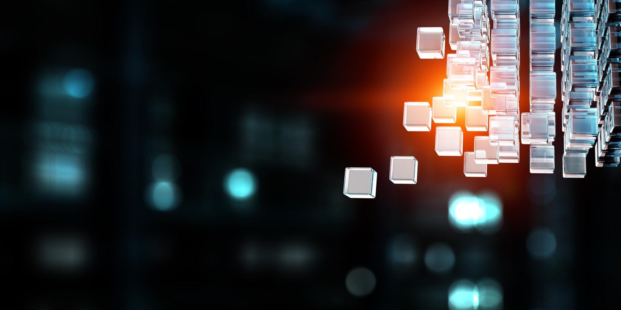 Glowing cubes innovation and creativity concept