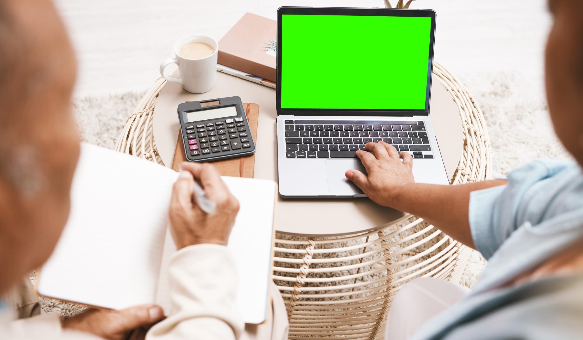 green screen home finance and laptop of senior cou 8f2f1fdaf46b4d666348