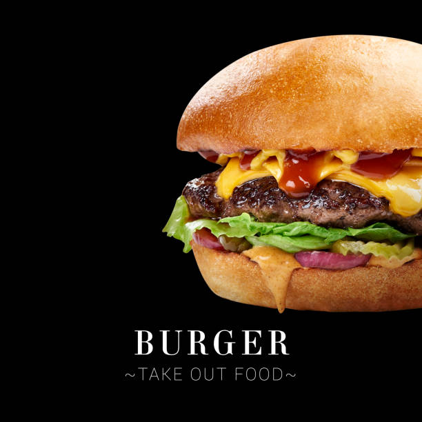 grilled burger isolated on black background cd7c94960b109824fe84