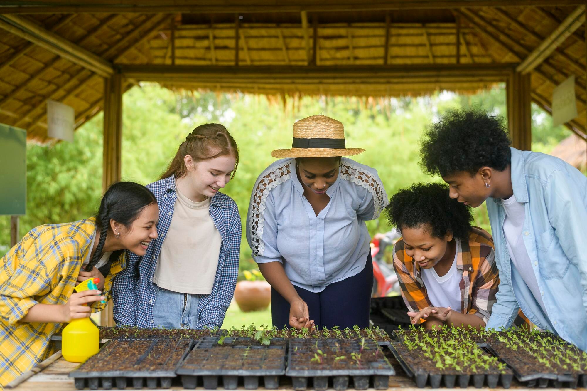 group of mixed race students and teacher learning 4f385c6b85dc0d147373