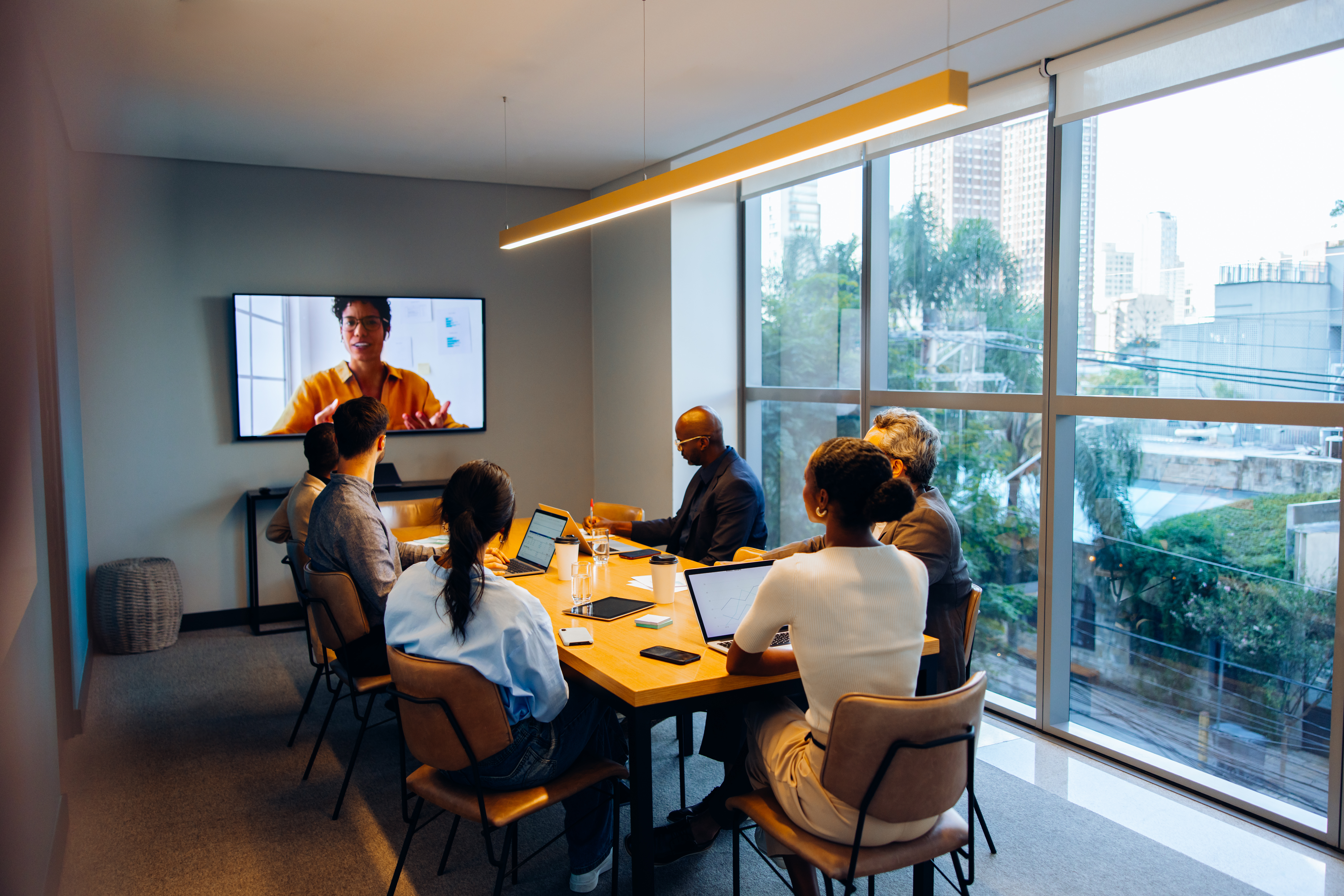 Virtual team meeting discussion