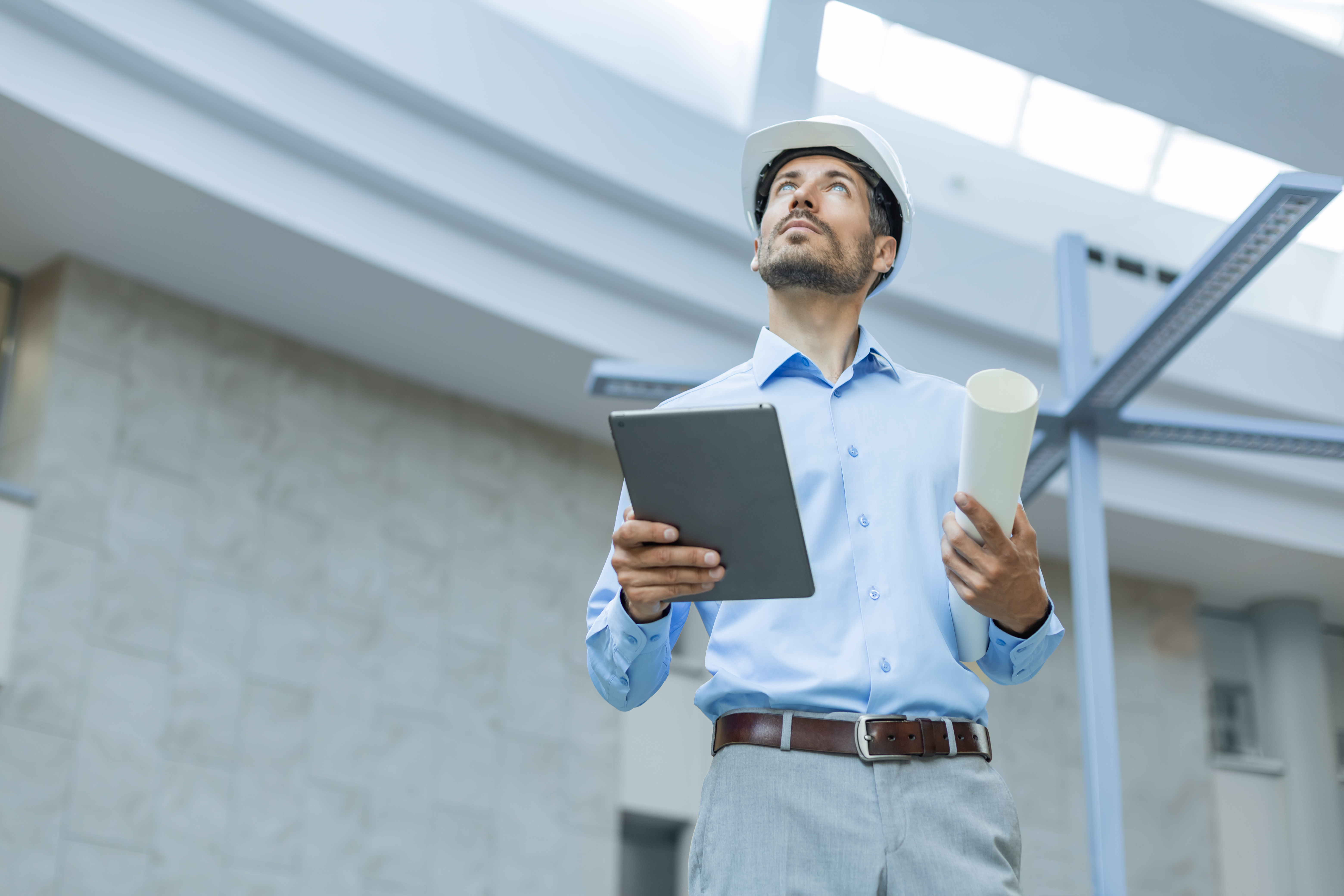 Architect working on tablet