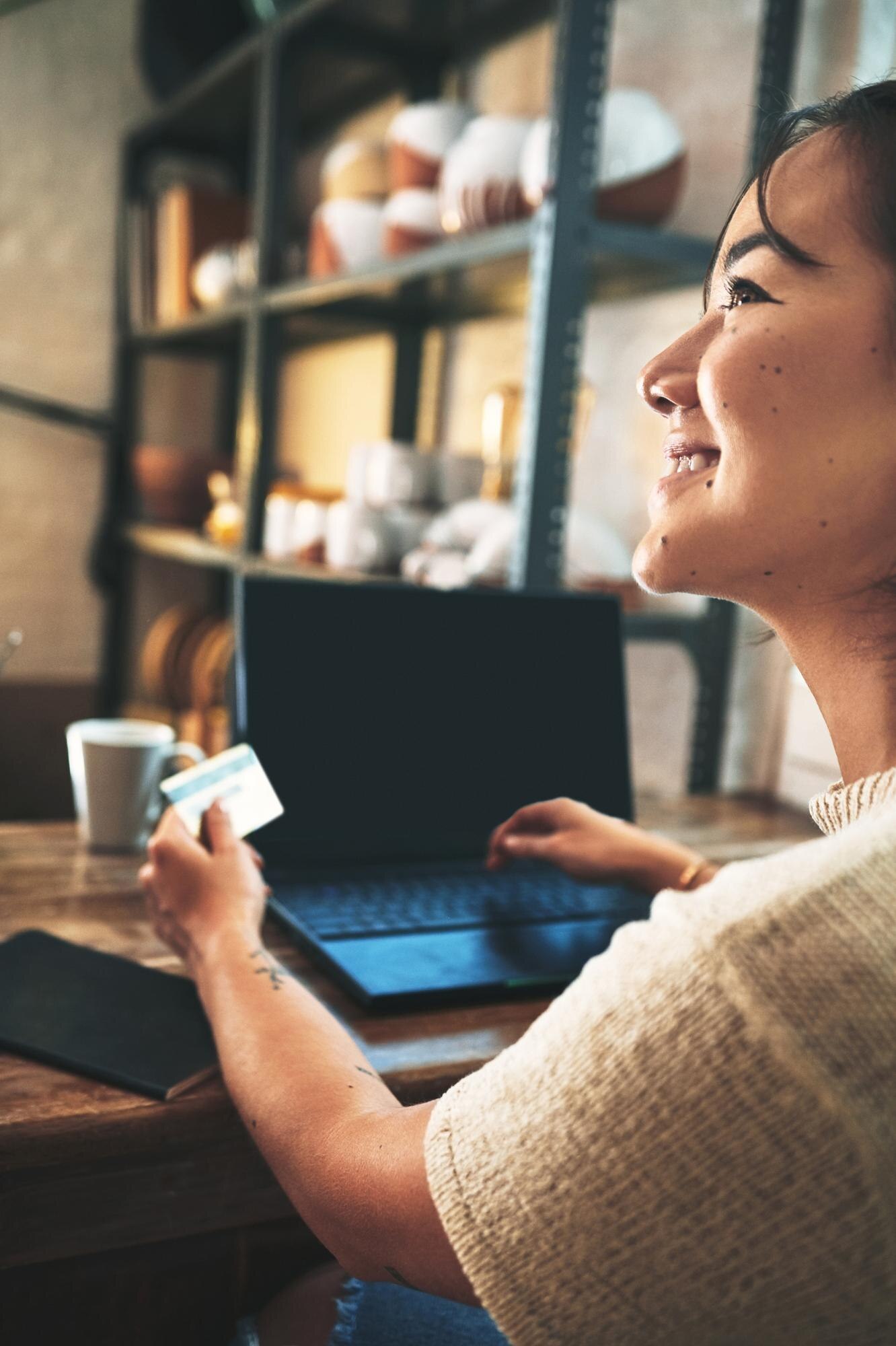 happy asian woman and laptop with credit card for 6fddc8d7fb8277cd4991