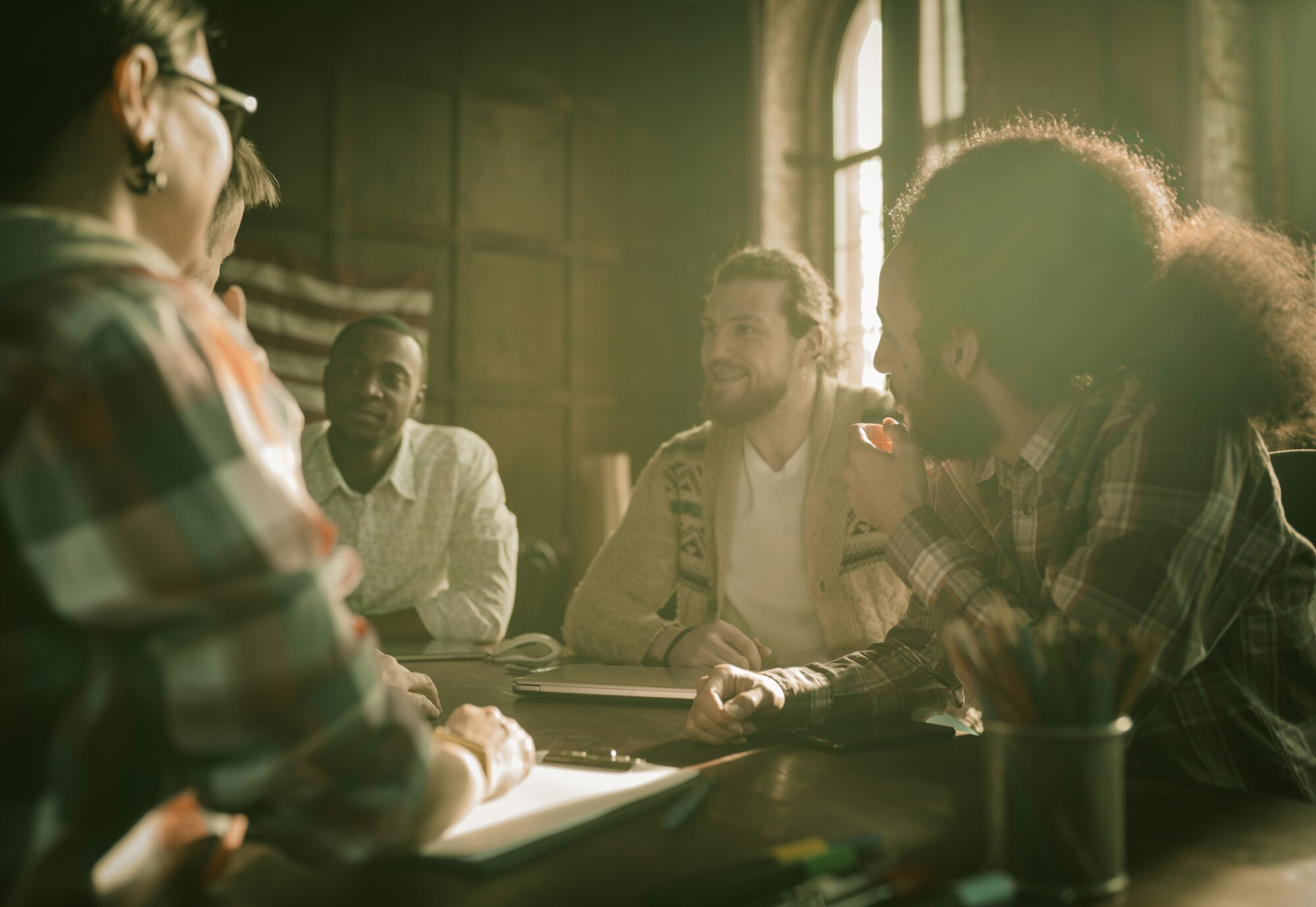 happy group of business people brainstorming in of bd85c5f387b9773c7b62