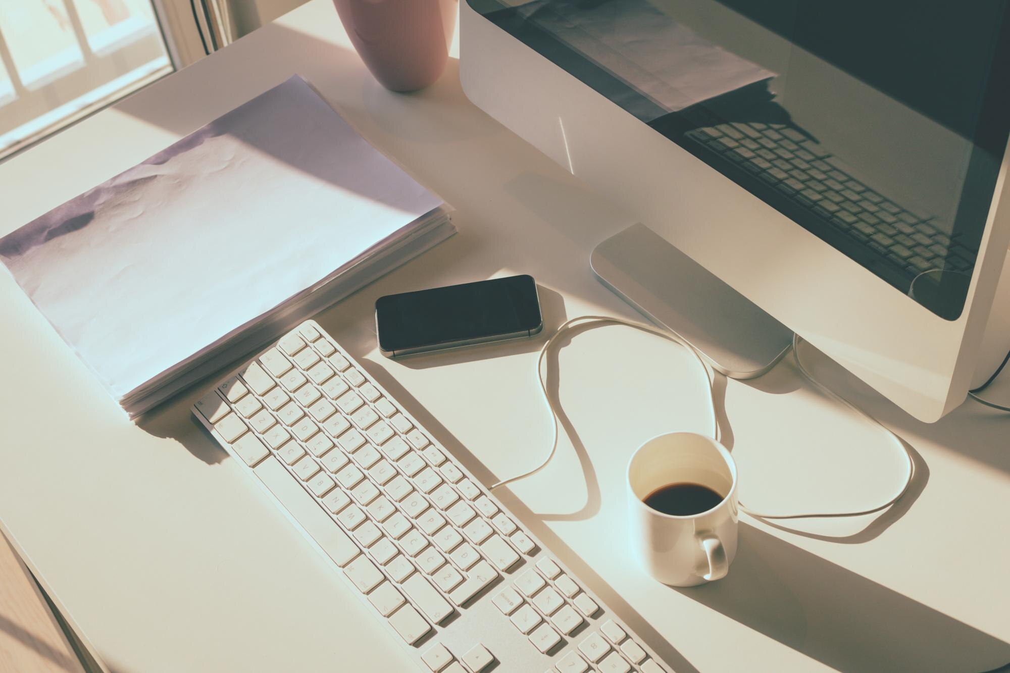 high angle view of computer on table 868633ff83b1350ab526