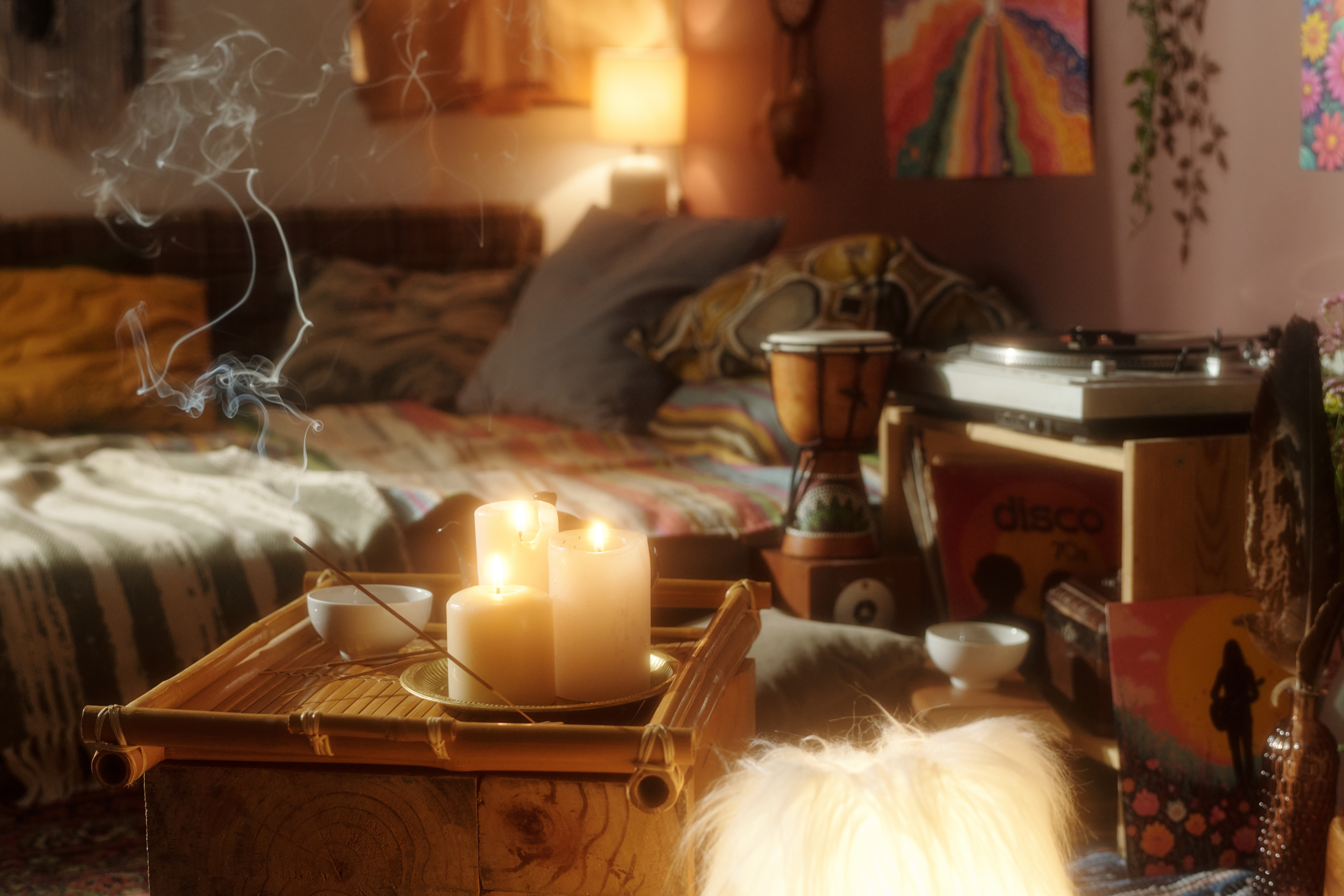 illuminating bohemian room with candles and warm d 1727ae5e831e9ea2ff69