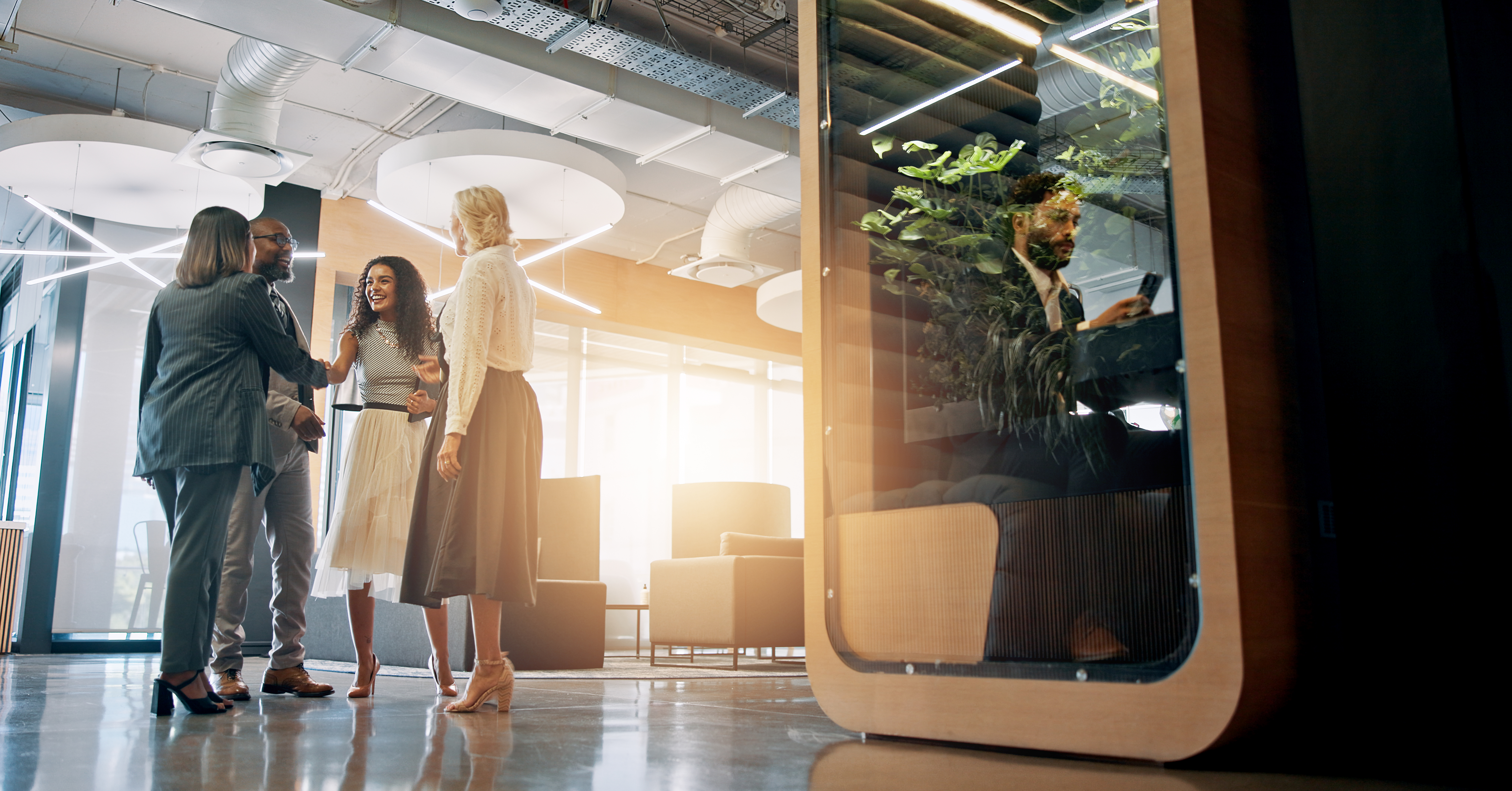 Corporate lobby workspace