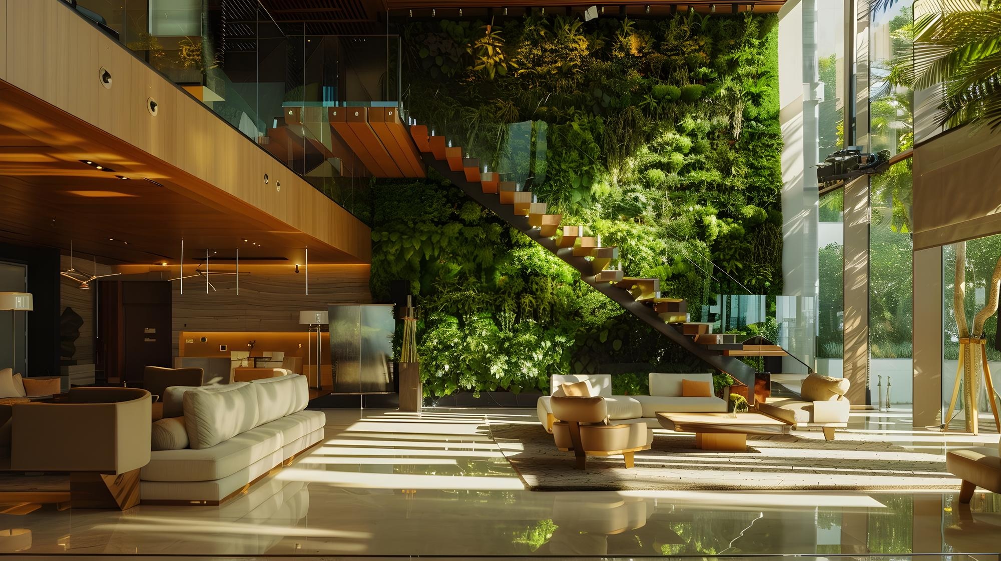 luxurious living room with vertical garden wall in 0863383158c0bf74c45b