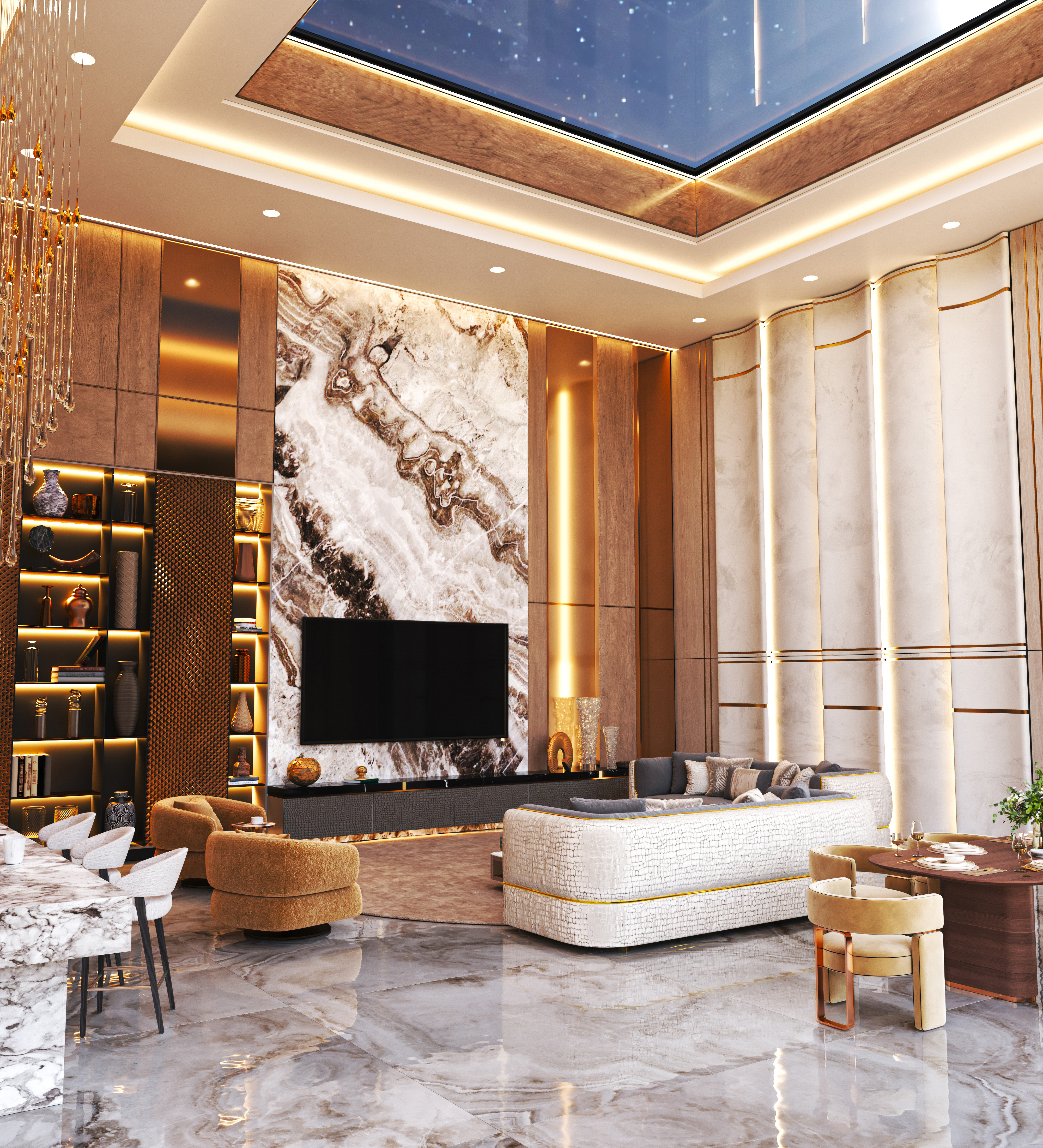 luxurious modern living room with marble decor and 6ec5e326f644c0586875