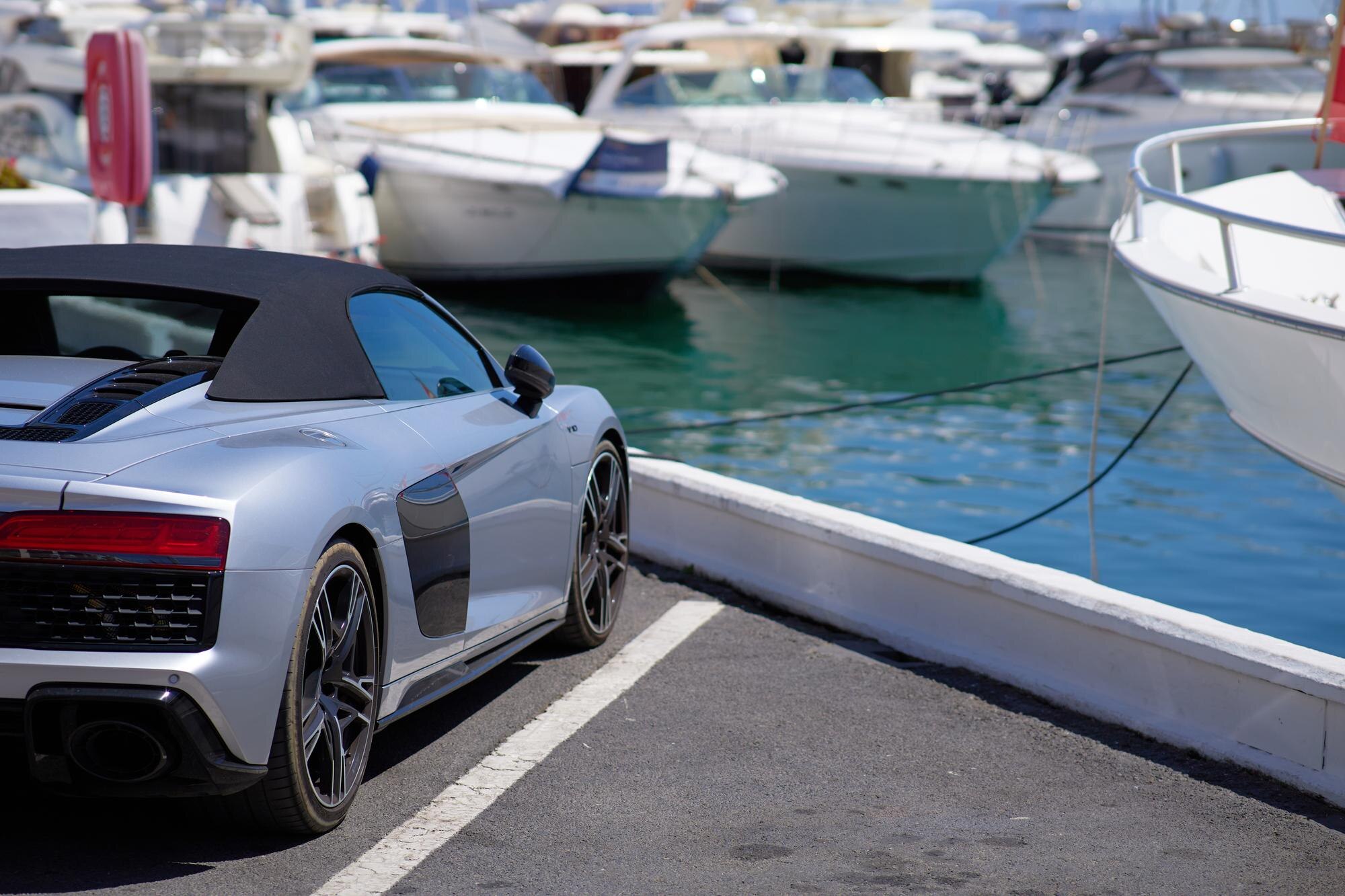 Car4Rent - luxury sports car on the background of yachts fc69d494e7cecd870dbd