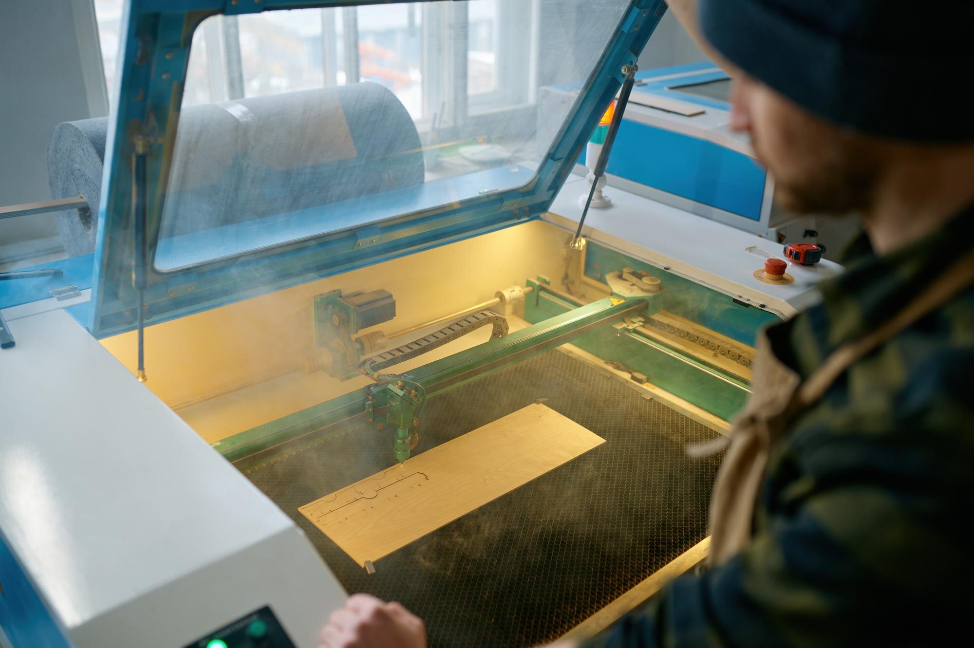 Precision cutting that pays for itself: minimise plastic waste and costs 2 man carpenter operating cnc laser machine in autom 33473341228634ac8da6