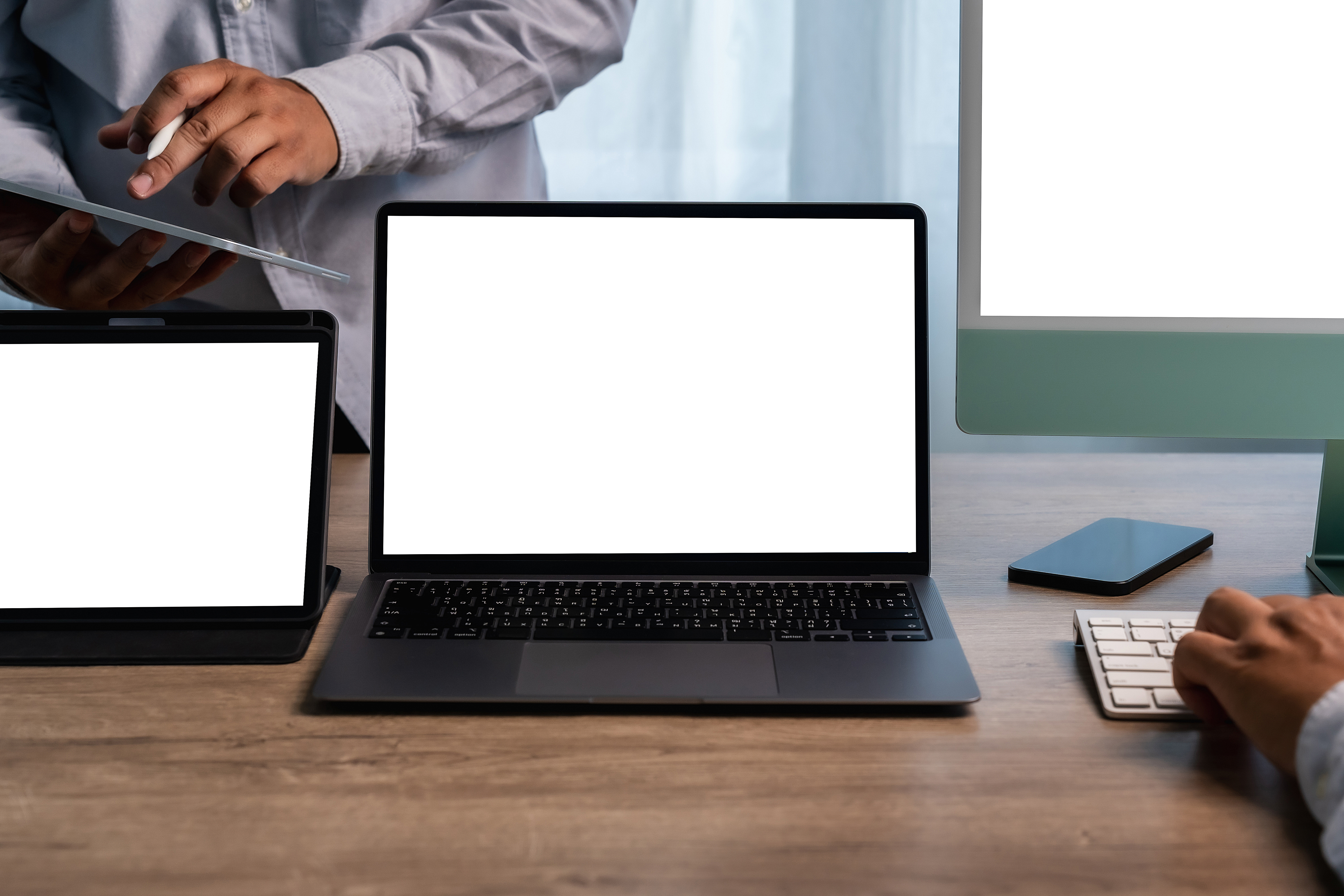 Crafting a Brand Story: Captivating Health & Wellness Clients 3 - MedWell Digital Marketing Agency man hands and laptop with blank screen mock up usi 06bcca8247c1f950baf4 - MedWell Digital Marketing Agency