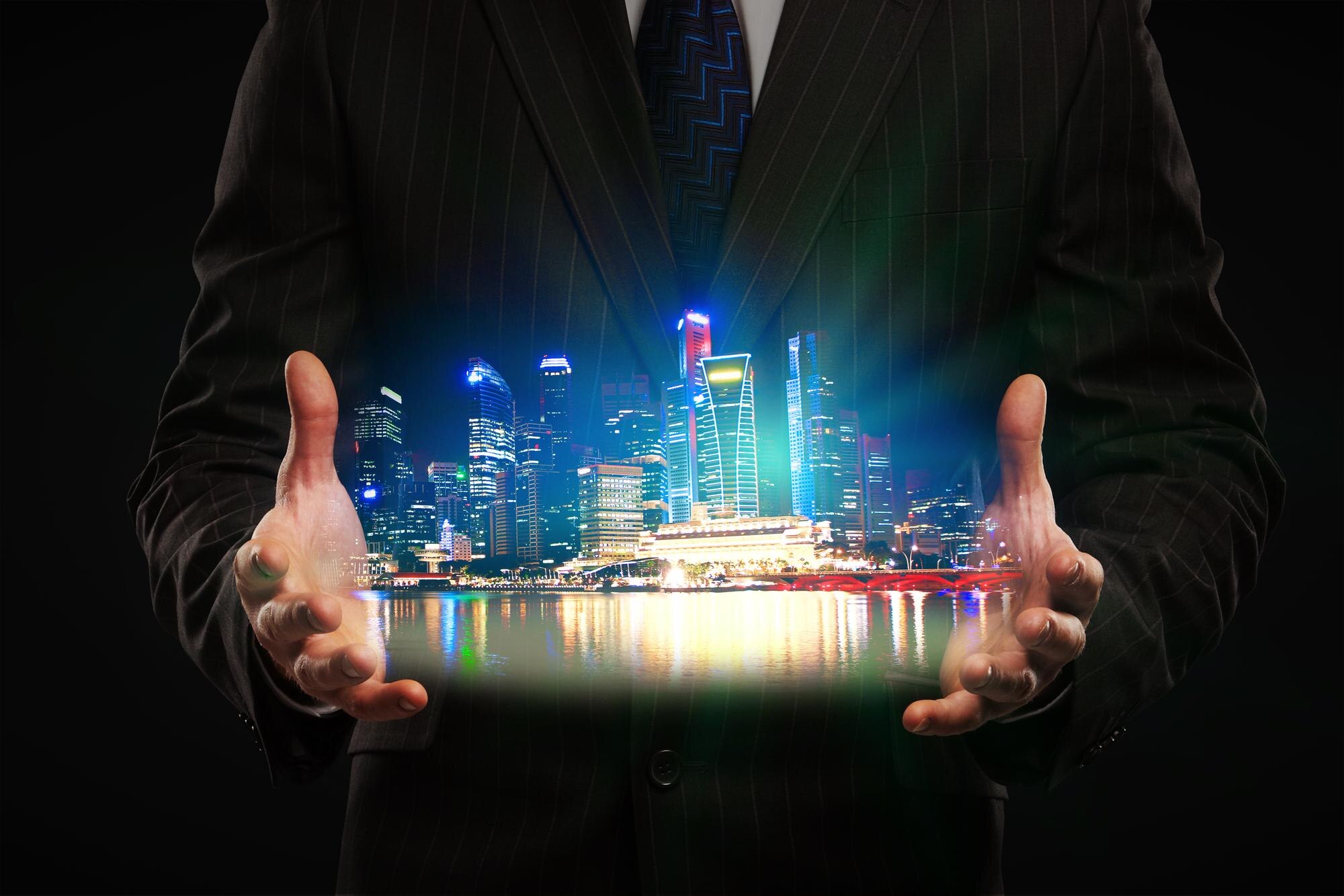 man holding city hologram 20b8458f8e45771231fb