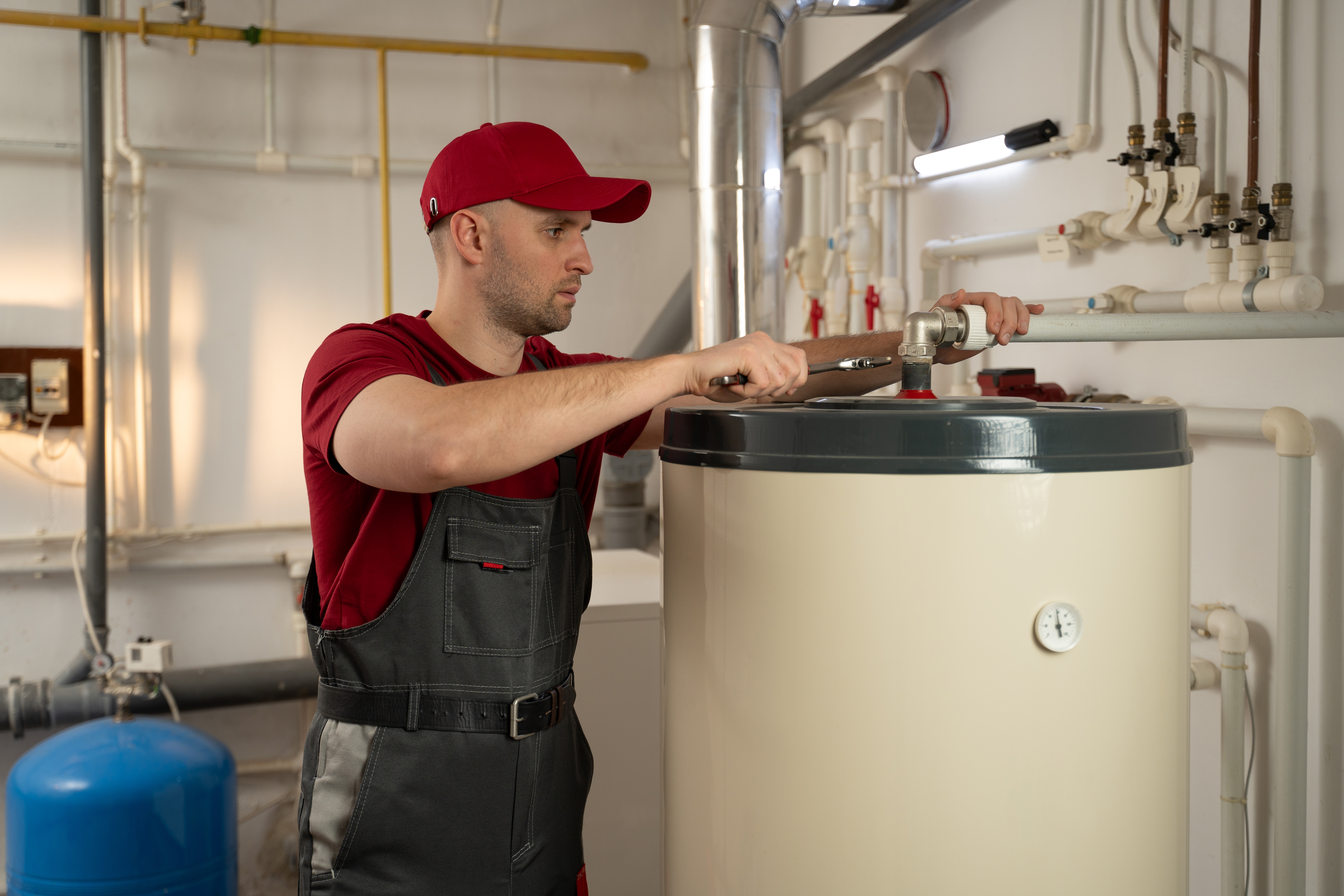 tightening pipe on water heater