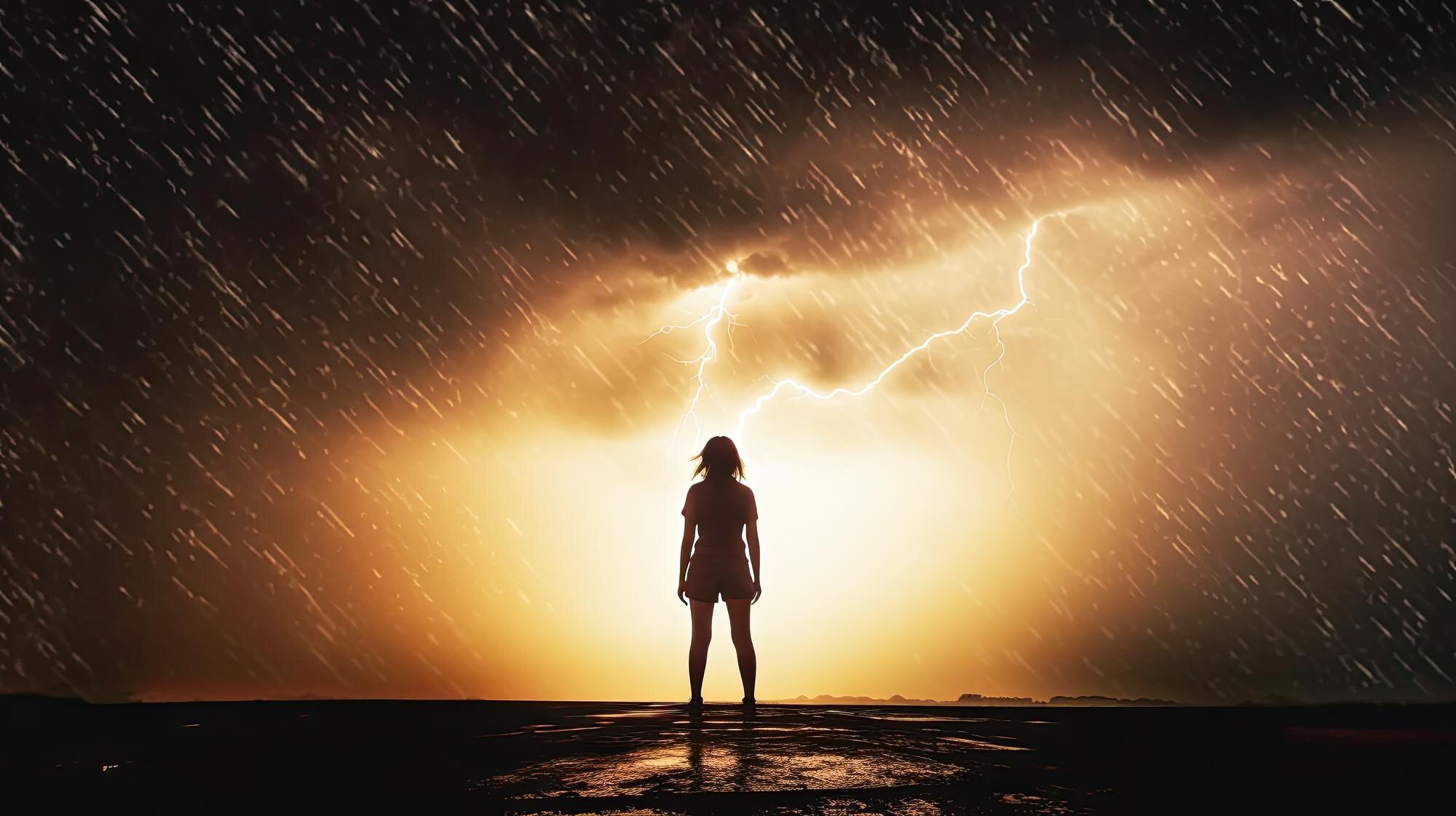 The Psychology of Resilience: Bouncing Back Stronger from Adversity 5 man looking at lightning in the sky catastrophe na ad2c12864fc5c2f1d4b2