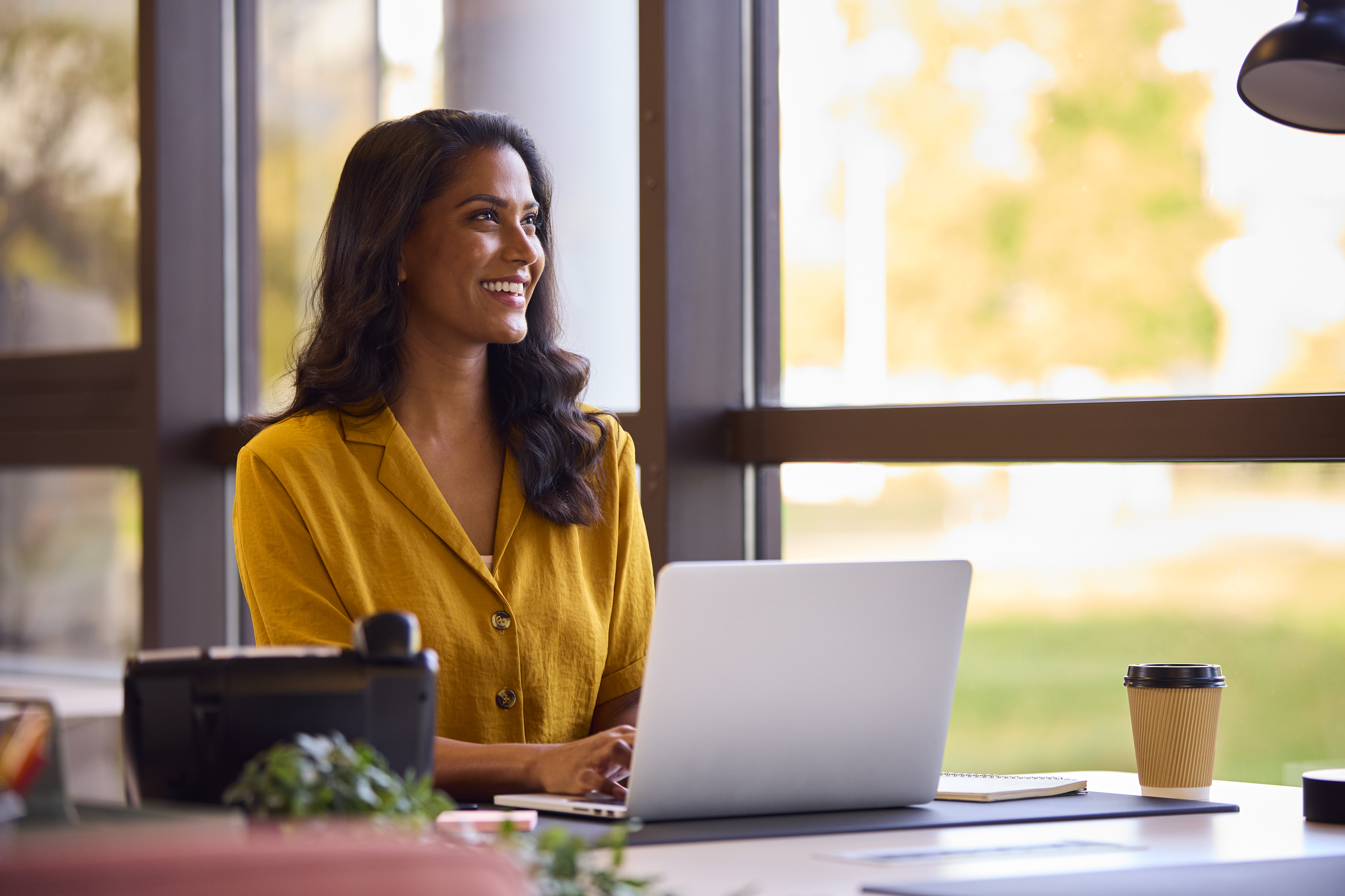 mature businesswoman working on laptop at desk in dbe9c249e007a5b1216e