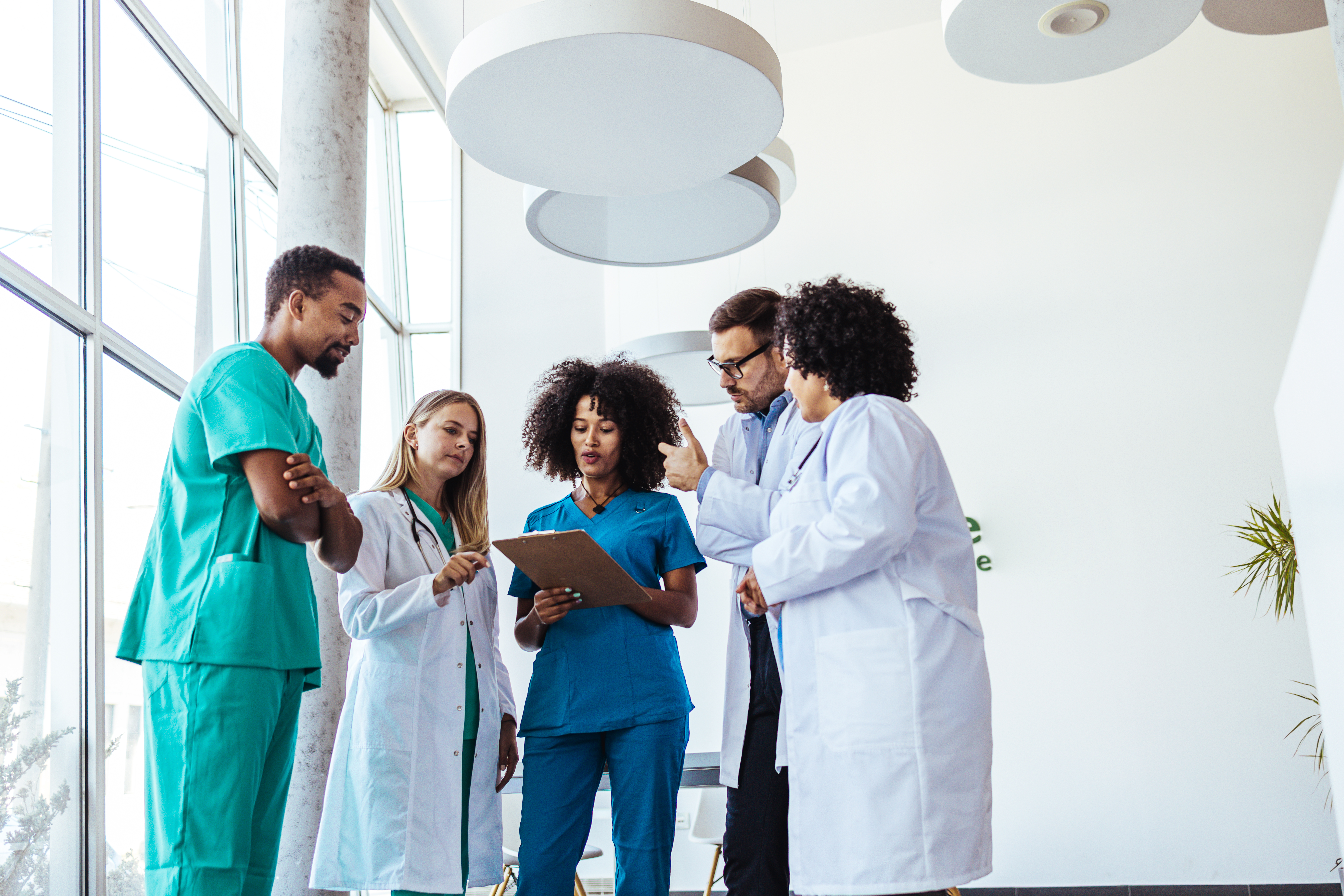 Medical team discussing values