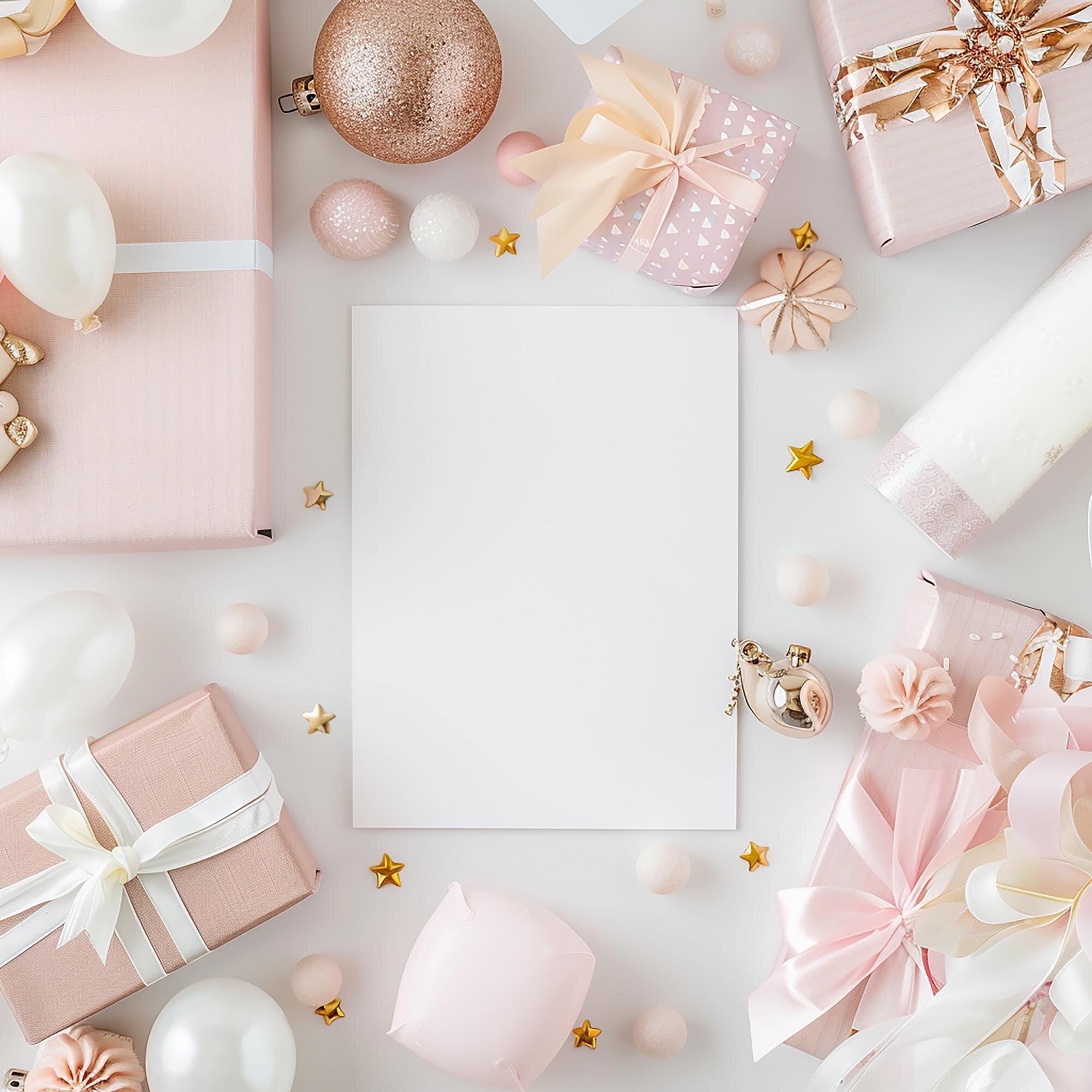 gender reveal presents and paper