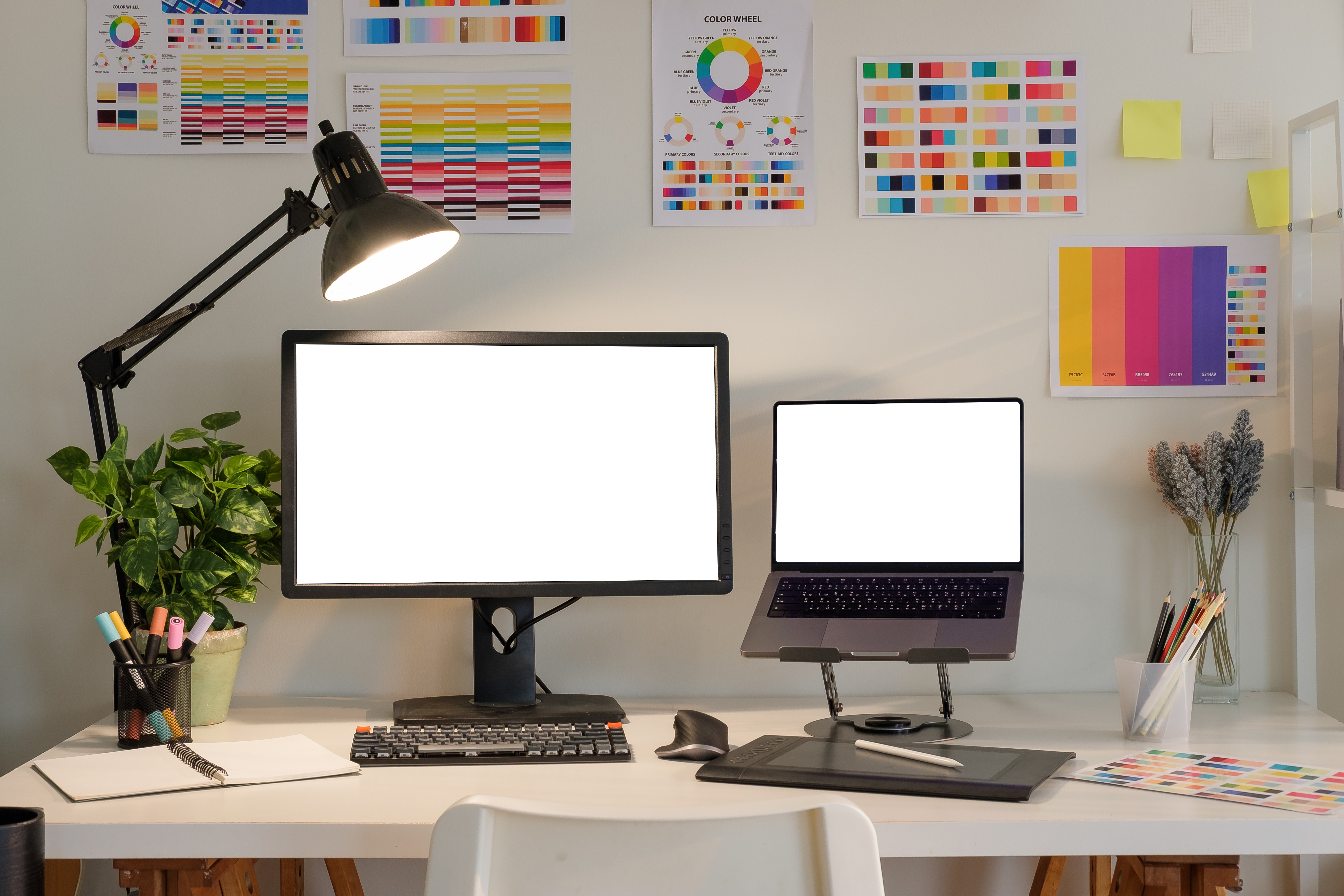 Modern Graphic Designer Workspace With Blank Monit A8da76dd10b3d0b8ef67
