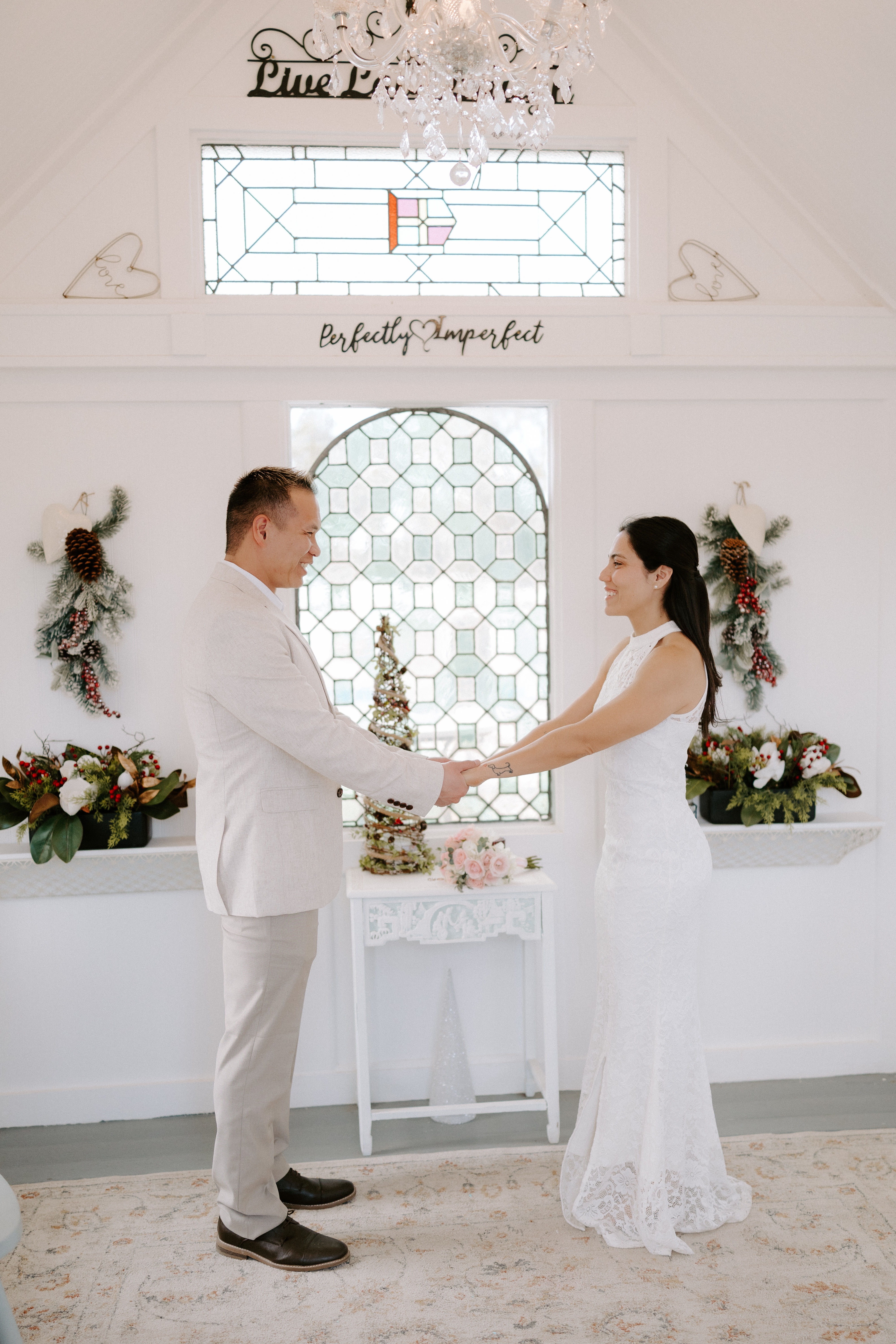 Intimate couple portrait at Chapel of Love ATX micro wedding
