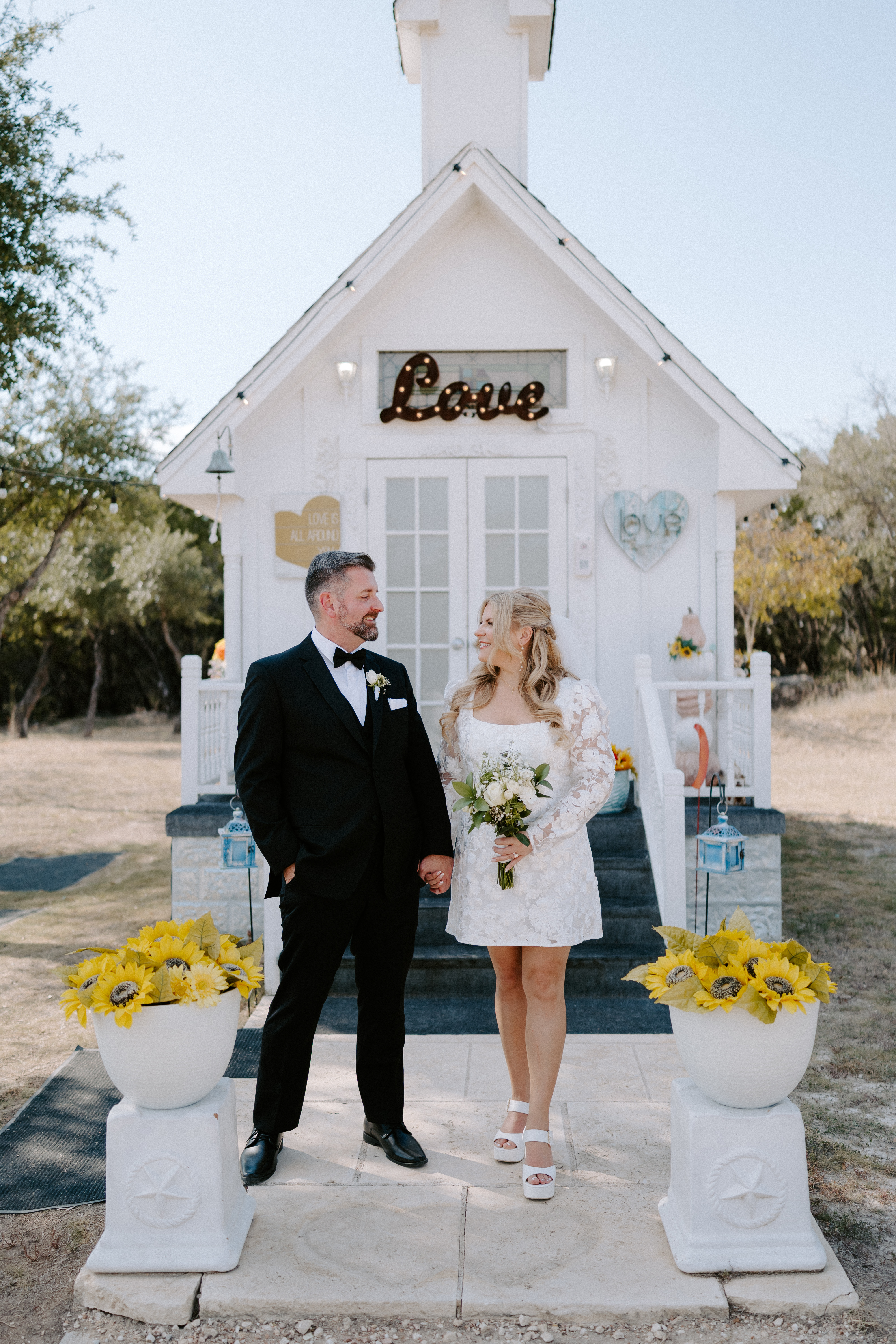Couple celebrating their wedding at Chapel of Love ATX