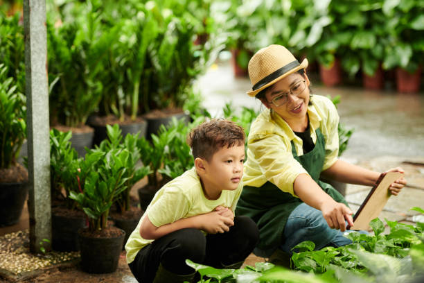 Unleashing the Power of Cooperative Gardening: Empower Your Neighborhood Today! Mother And Son At Flower Nursery F7d4f9bd8658594b3a55