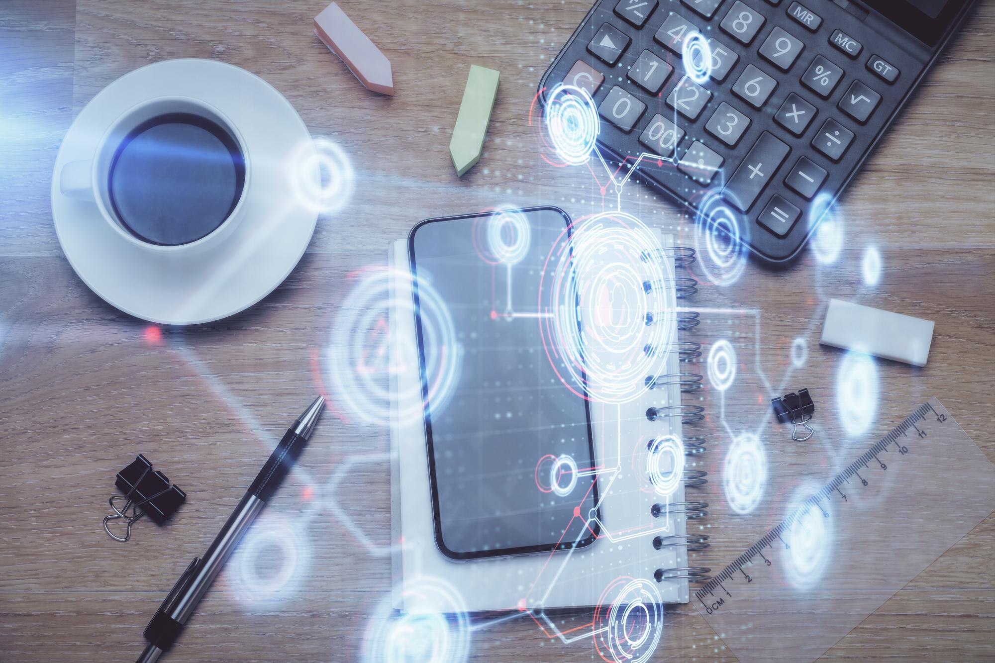 multi exposure of technology theme drawing over wo e78591c36d2f62606613