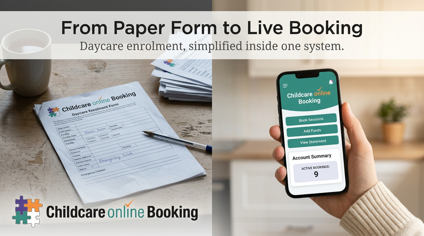Daycare enrolment form PDF: turn static forms into instant bookings with Childcare Online Booking 2 Childcare software nano banana generated 6cbd0782e486c4771129