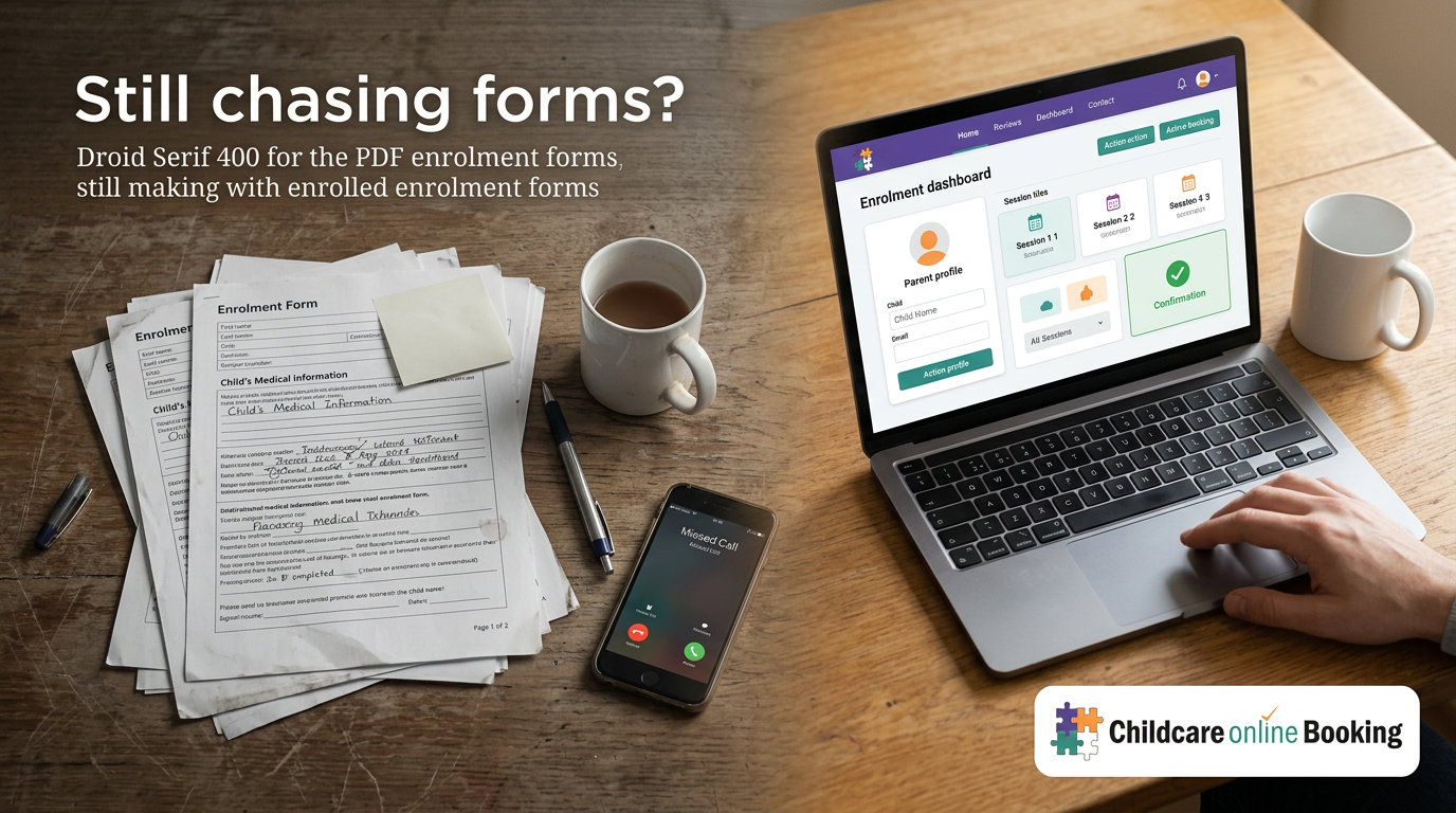 Daycare enrolment form PDF: turn static forms into instant bookings with Childcare Online Booking 1 Childcare software nano banana generated 7229680f5c54e4cafbde