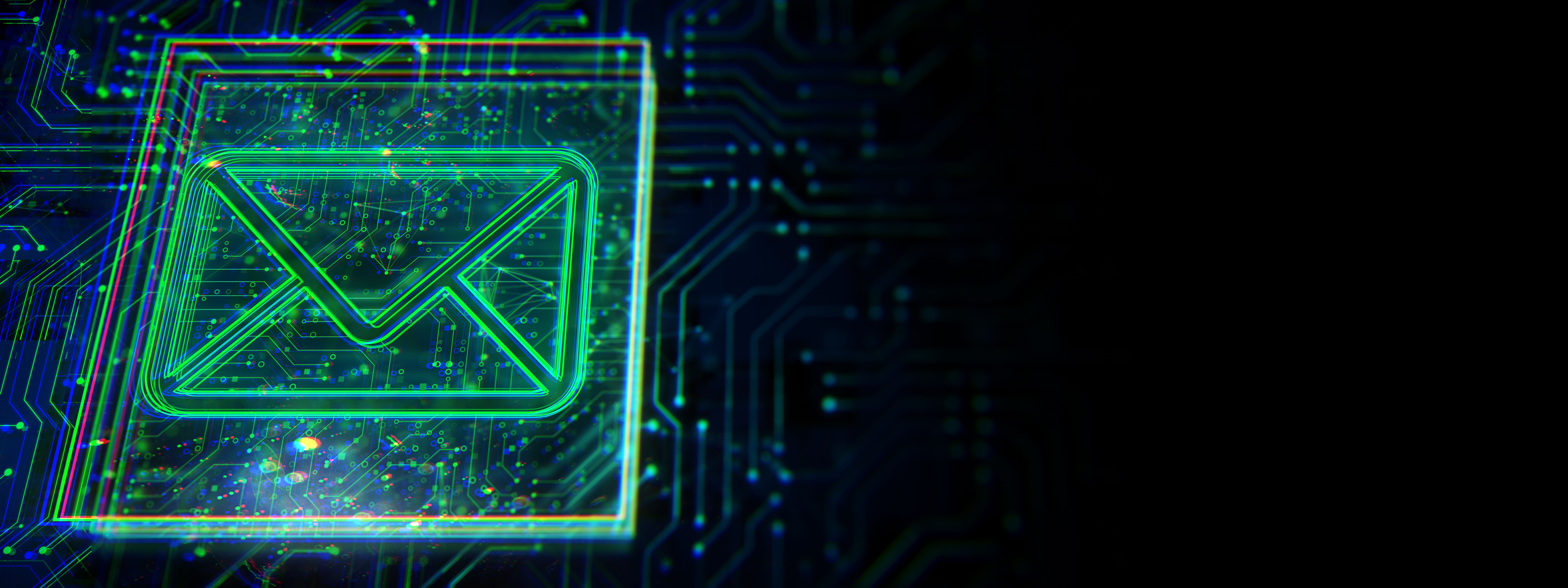 Neon Email Icon With Glowing Circuit Board Backgro 29Dedfaf2E2879081010