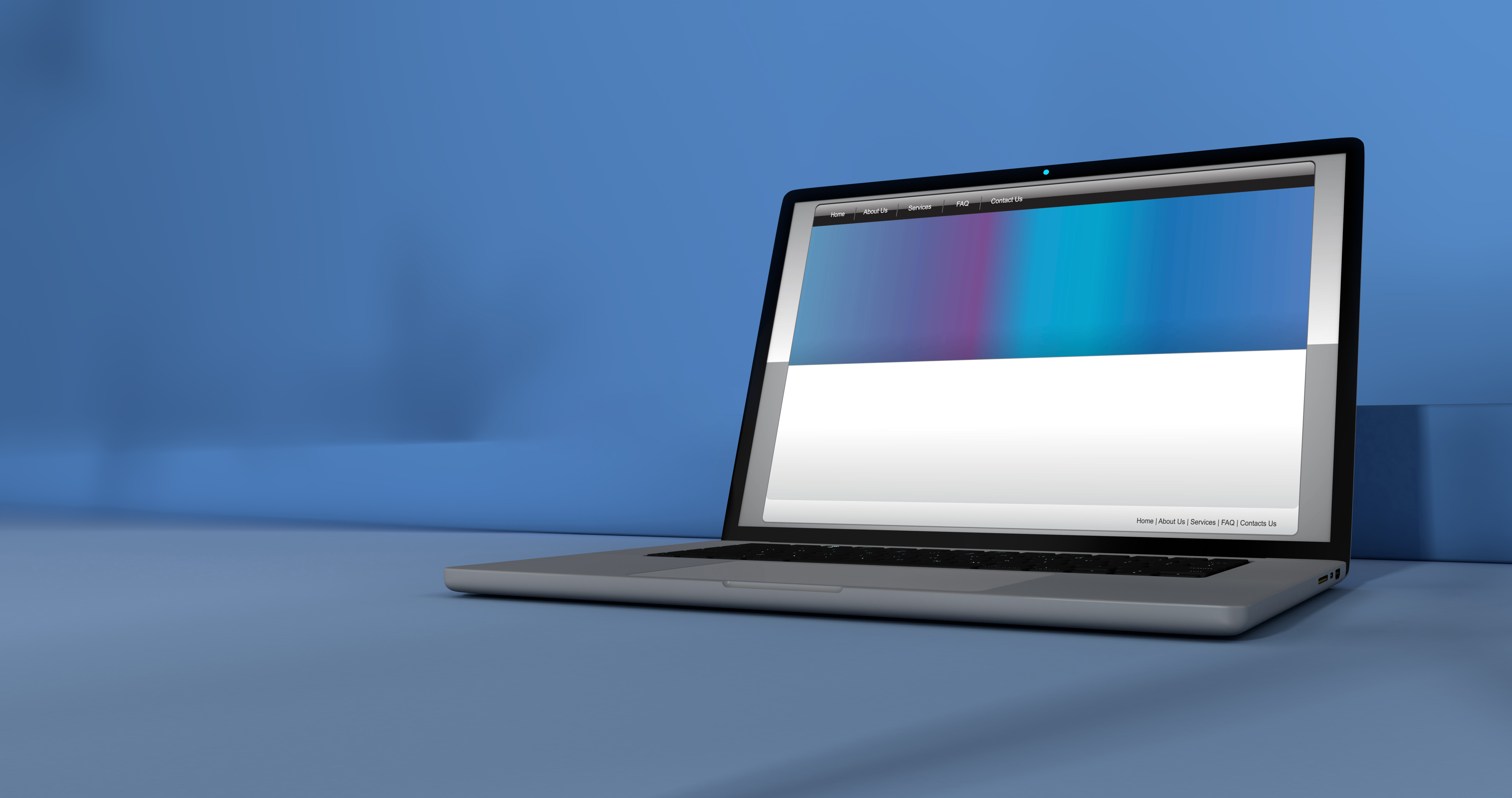 open laptop with web page on screen on blue surfac d73c77ed6a956d15fdb4