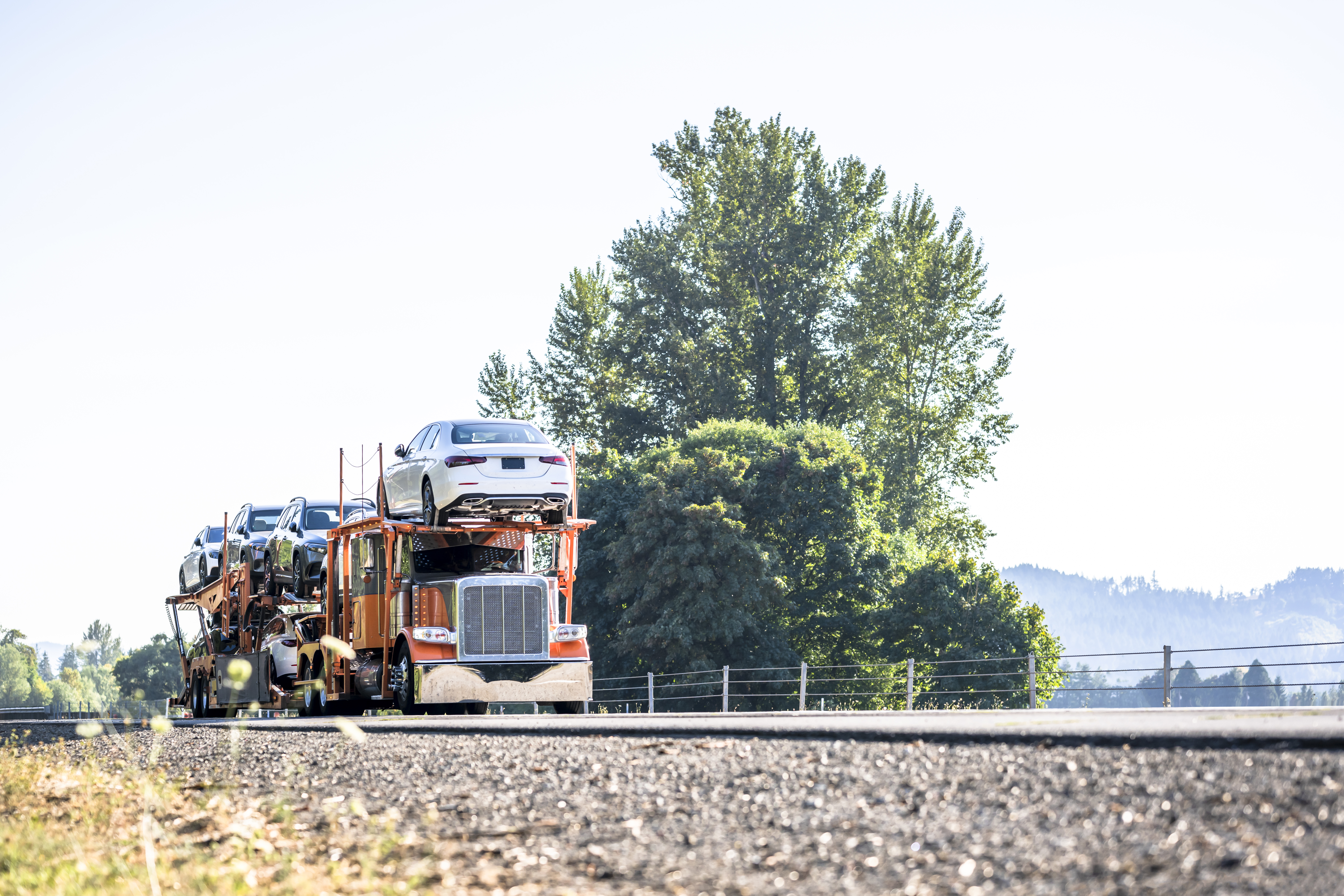 orange car hauler big rig semi truck tractor trans 57f94b74d8baf9f936b6